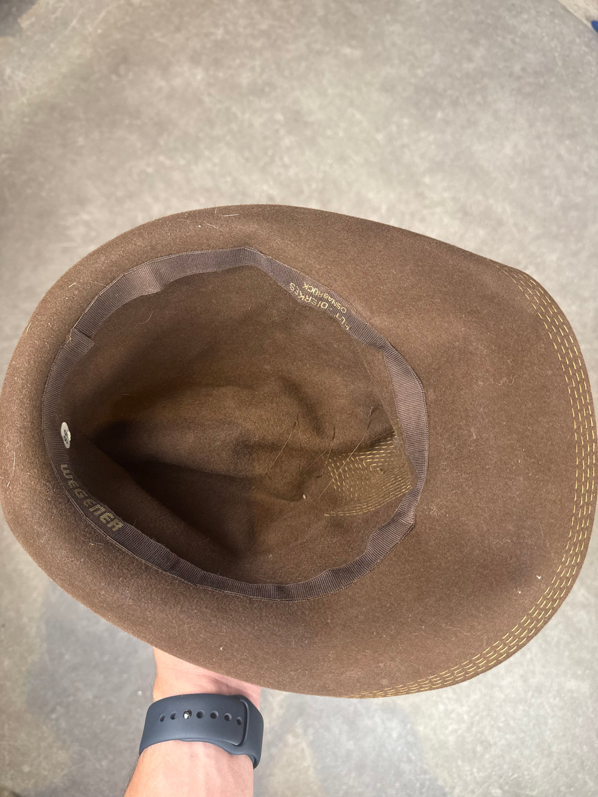 Vintage Wegener Westernhut Braun – Cowboy Filzhut mit Kontrastnähten - Made in Germany