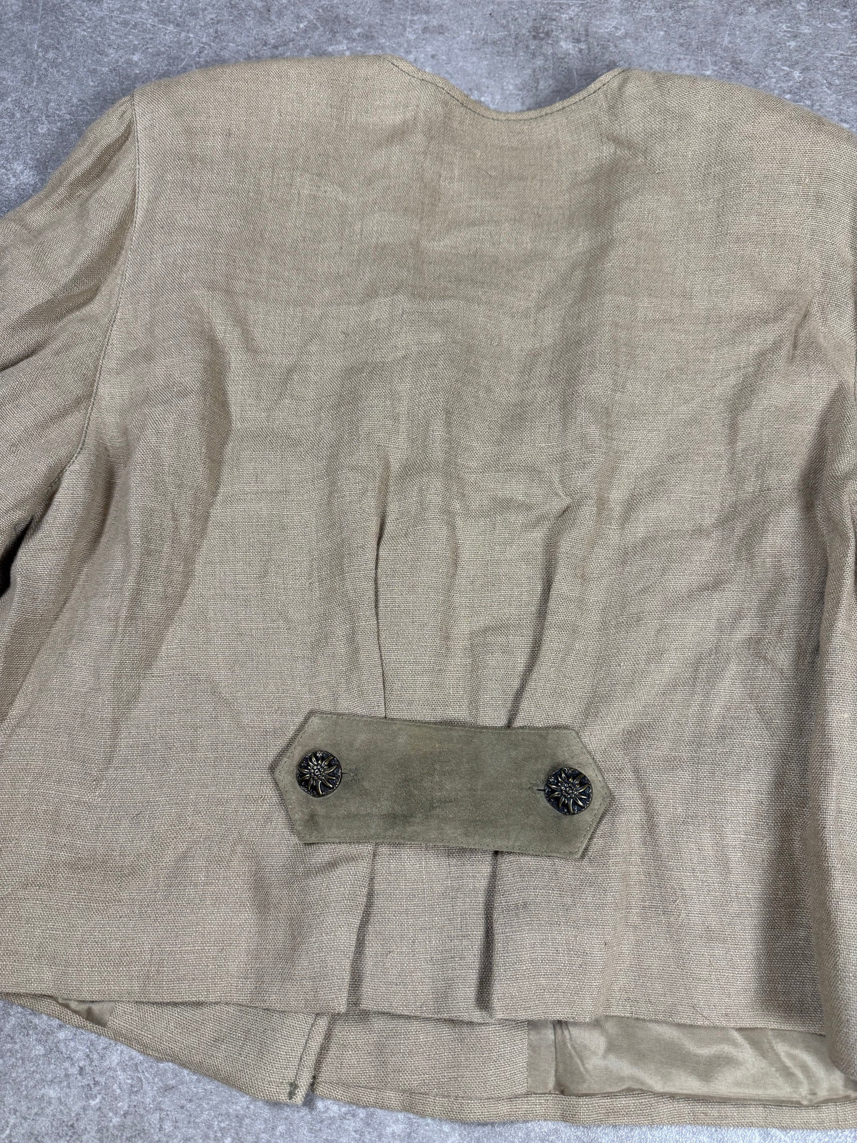 Vintage JULIUS LANG Beige Linen Jacket Metal Buttons