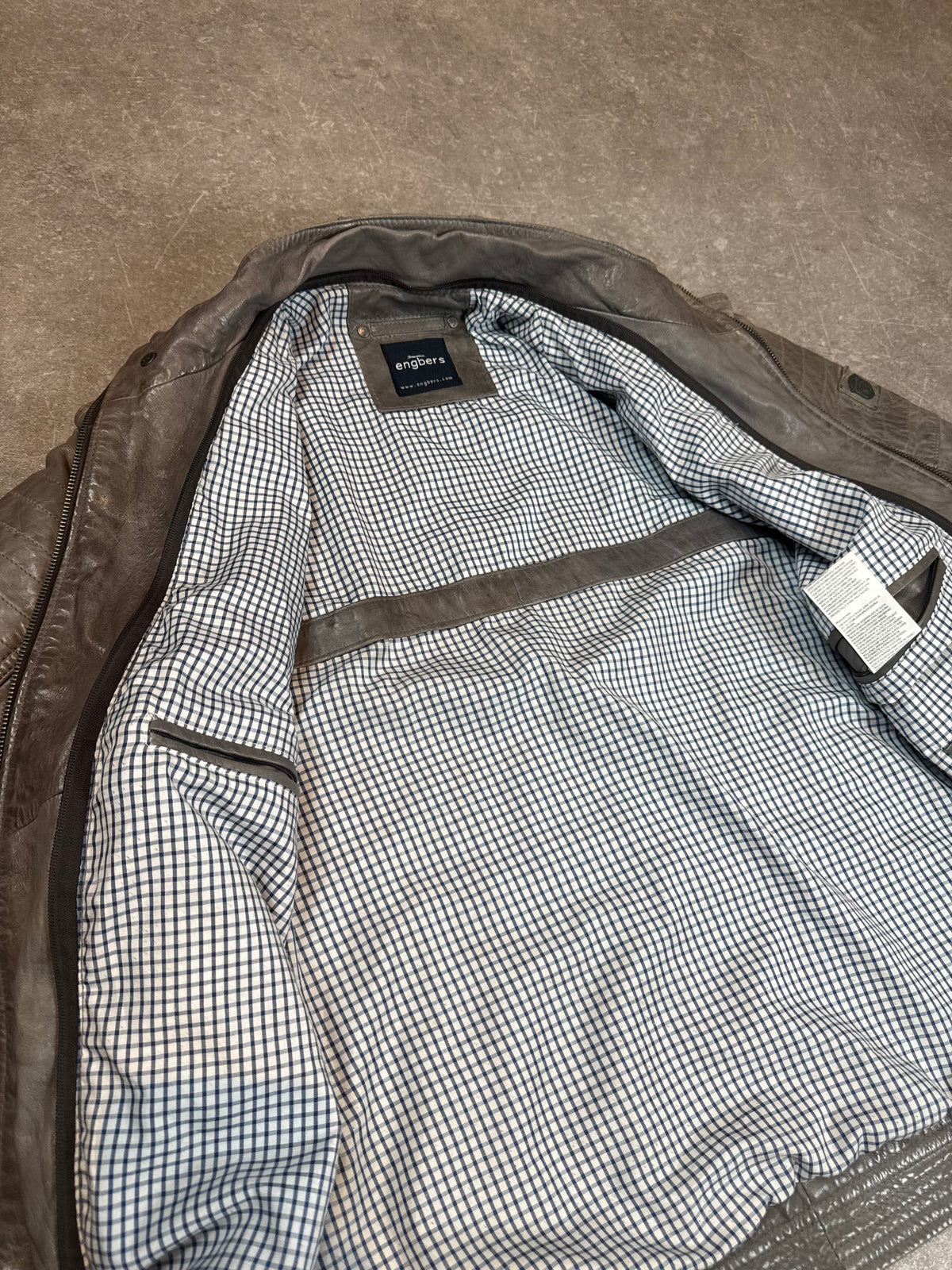 Engbers Lederjacke Herren Gr. 52 Grau Lamm Nappa Biker Übergangsjacke Echtleder