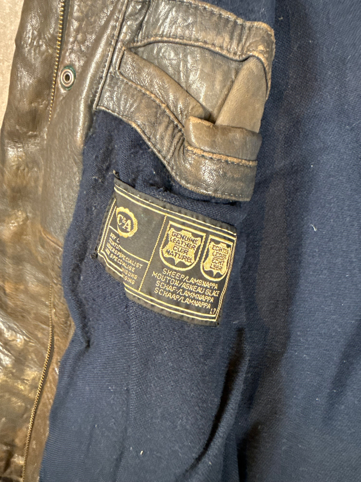 Vintage Angelo Litrico Roma Lederjacke Herren Bomberjacke Echtleder Braun