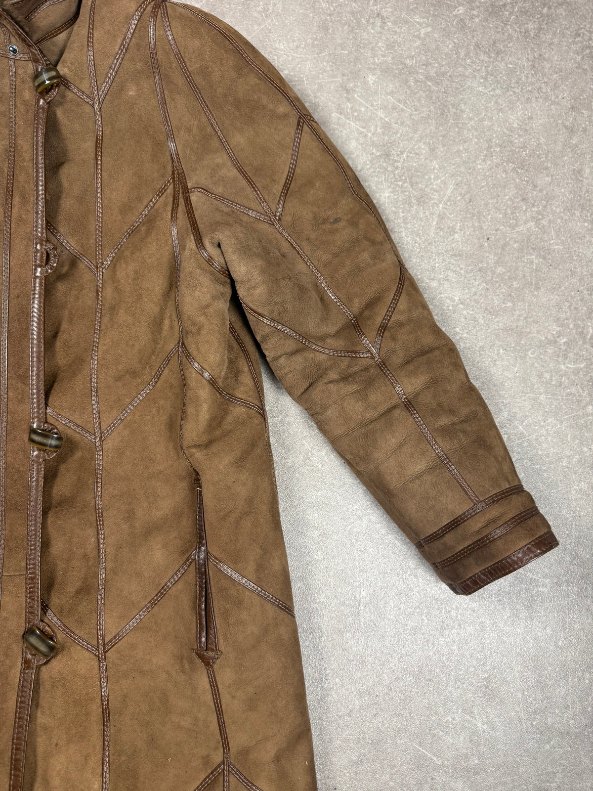 Vintage Damen Lammfellmantel Braun Echtleder Shearling Ledermantel