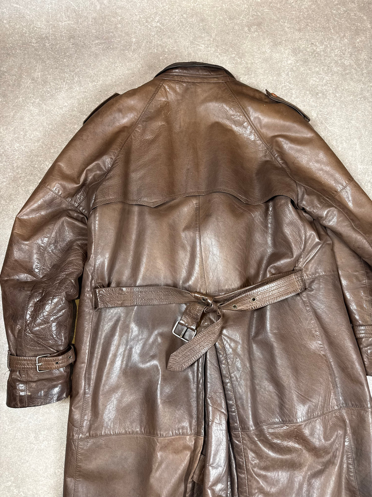 Vintage 70er/80er Ledermantel Herren Braun Echtleder Trenchcoat Lang