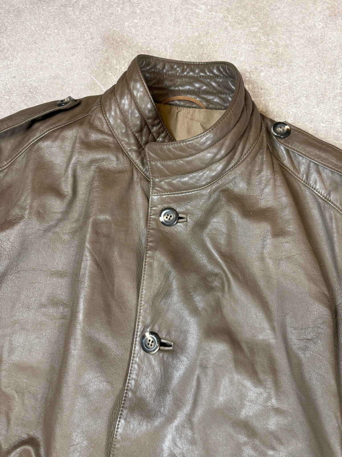 Vintage Herren Ledermantel Braun – GS Herrenmoden Echtleder 70er 80er