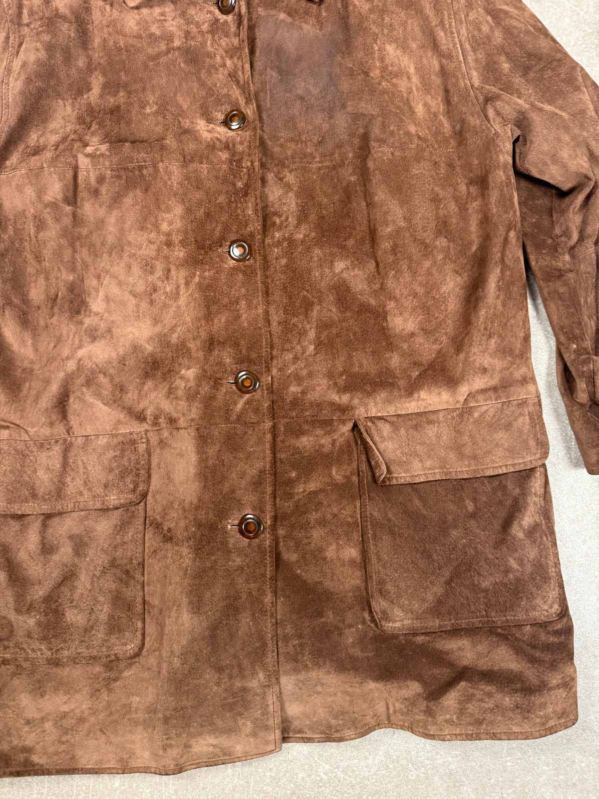 APART Vintage Damen Ledermantel Braun Veloursleder Gr. 44/46