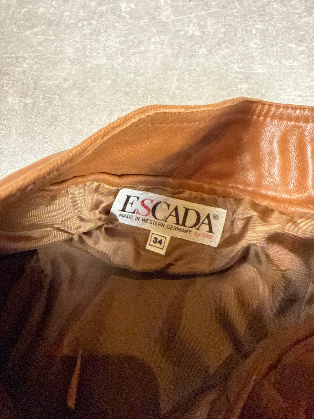 Vintage ESCADA Lederrock Gr. 34 Braun – Echtleder Made in Western Germany