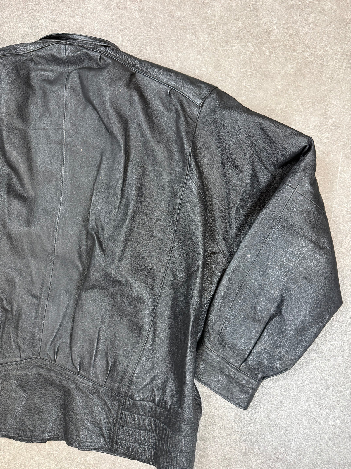 Vintage Lederjacke Schwarz Echtleder 80er 90er Blouson Bomber Oversize