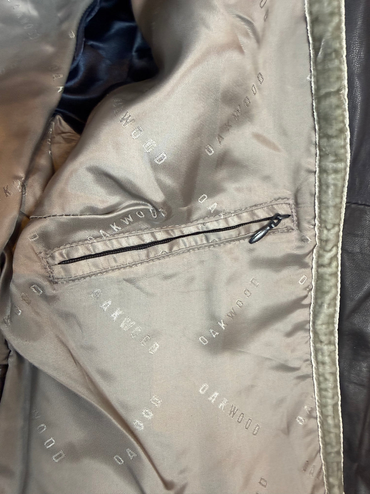 Oakwood Lederjacke S-M Grau Echtleder Biker Jacke Übergangsjacke
