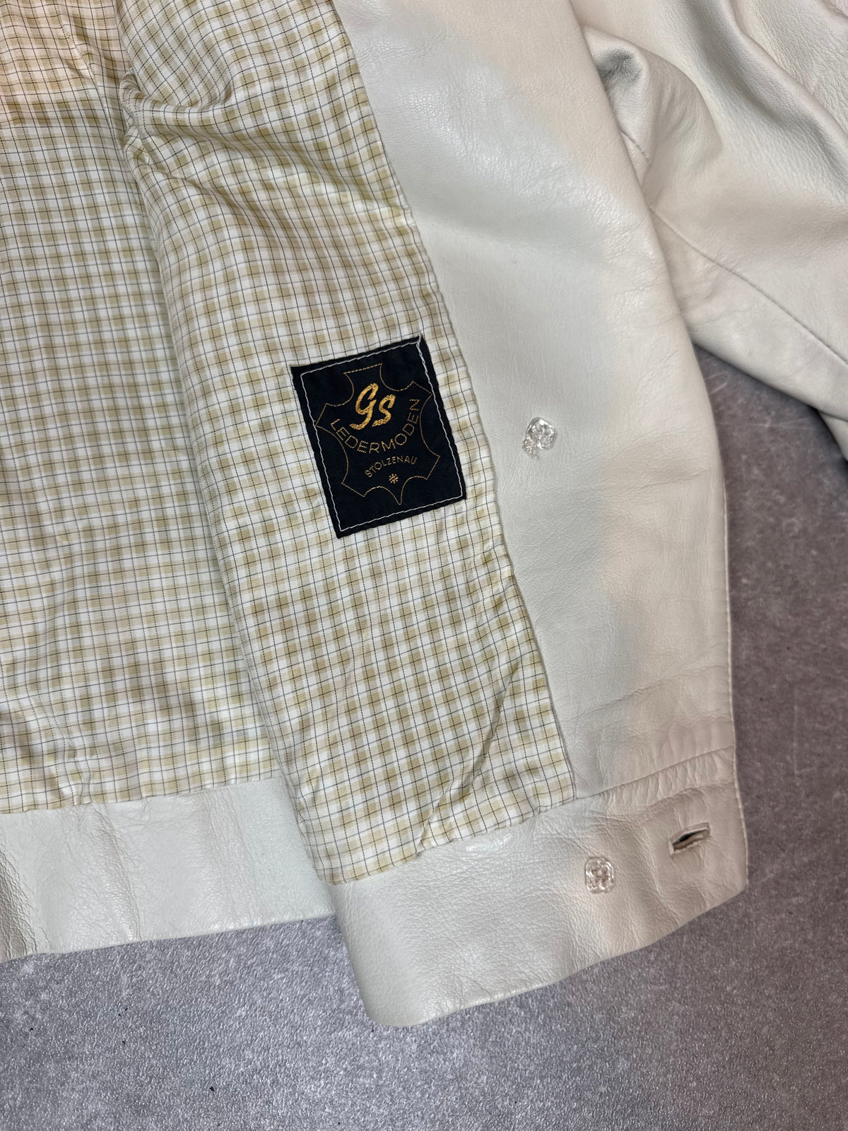 Vintage Lederblazer Damen Creme Weiß Echtleder Oversized 80s 90s Jacke M