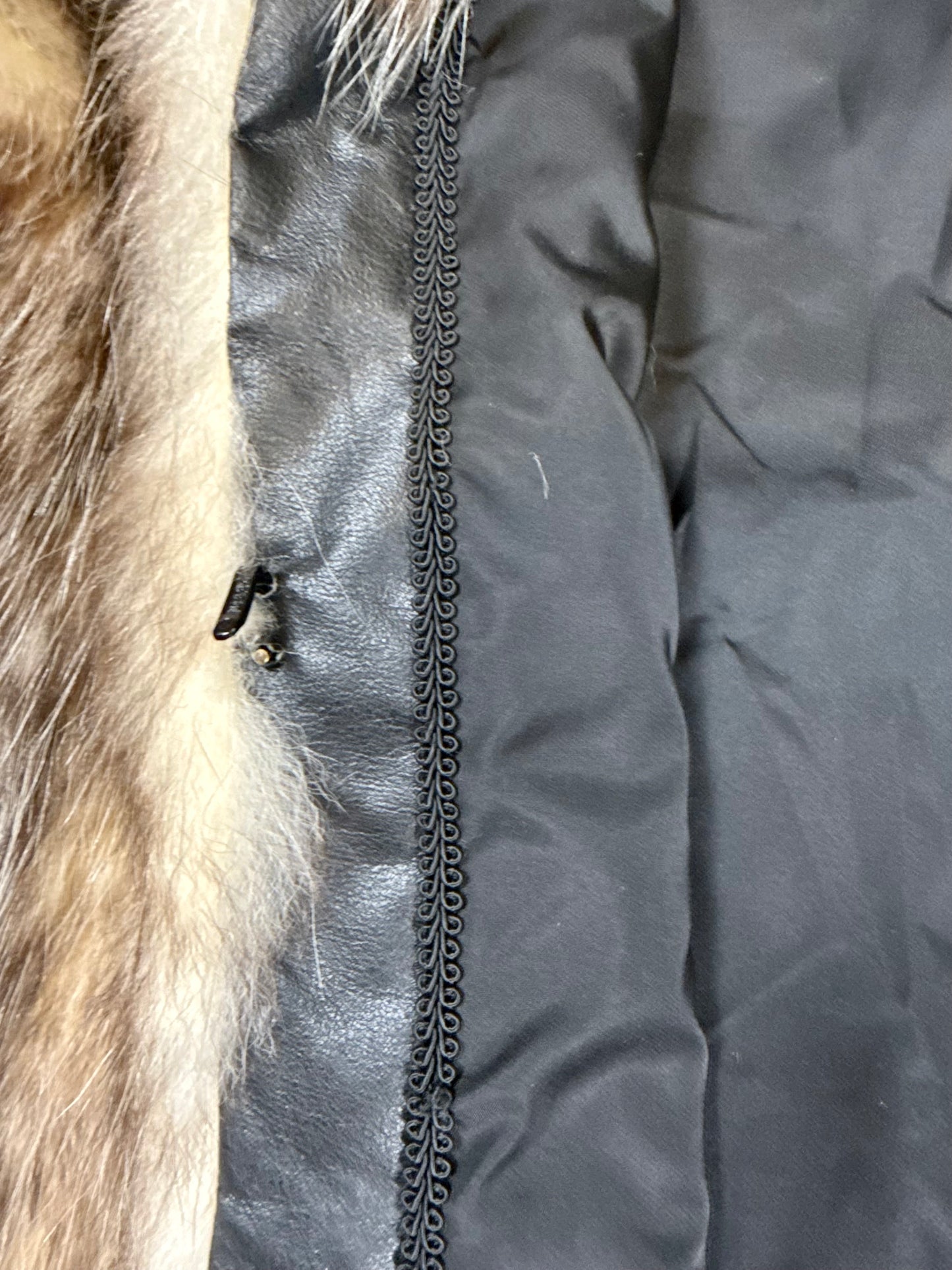 Vintage Waschbär Pelzmantel Echtpelz Raccoon Fur Braun Grau Damen Gr. M-L 40