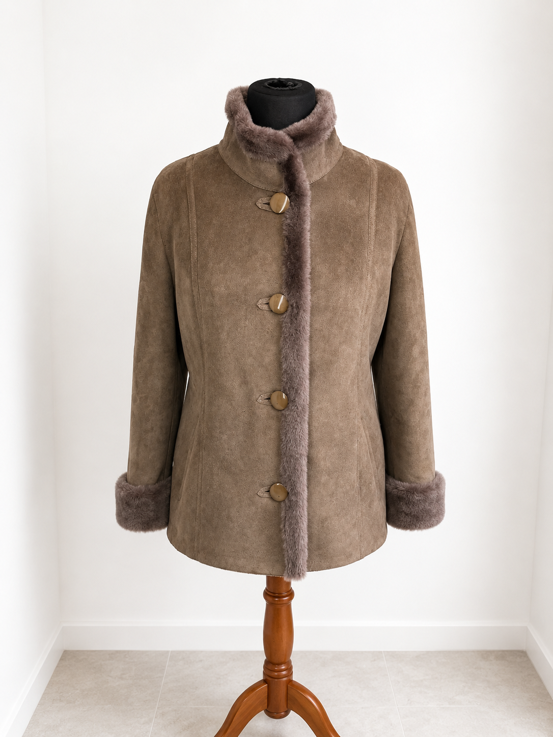 Leather Club Damen Lammfelljacke Braun Echtleder Shearling Gr. 45