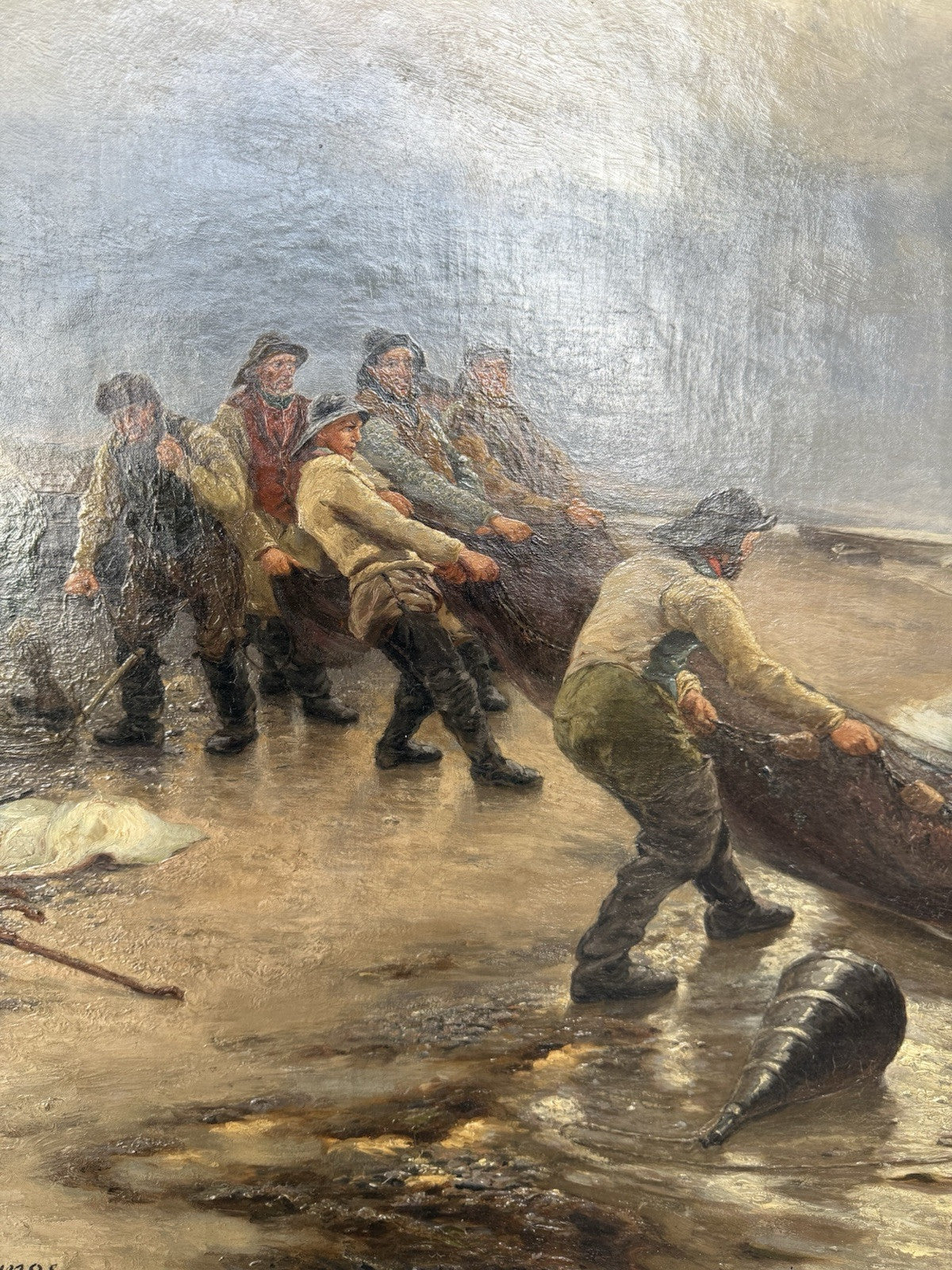 JULIUS RUNGE (1843-1922) ÖL-GEMÄLDE, LEINWAND FISCHER AN DER NORDSEEKÜSTE