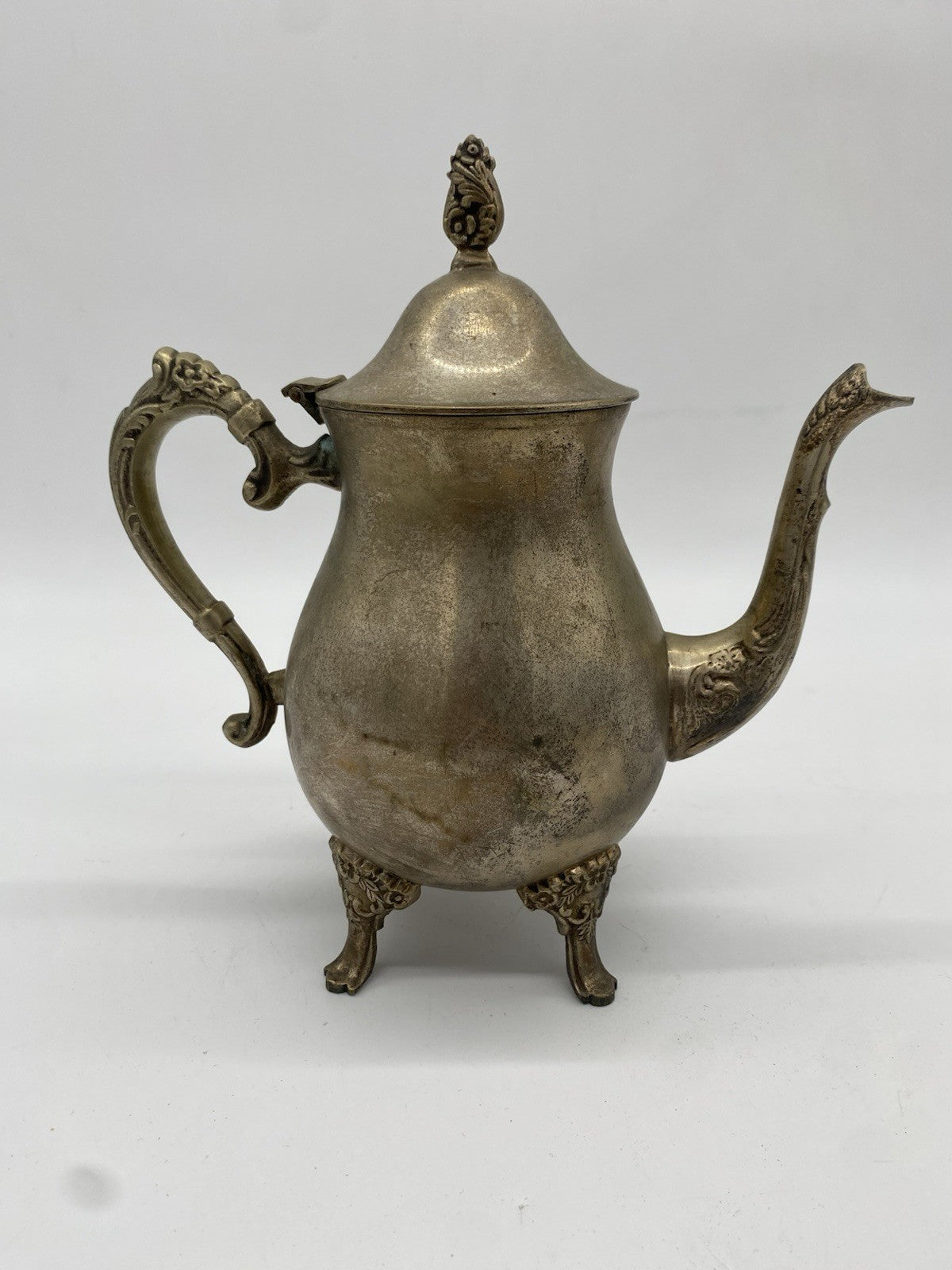 ANTIKE VERSILBERTE KANNE SCHÖNE VERZIERTE KAFFEEKANNE