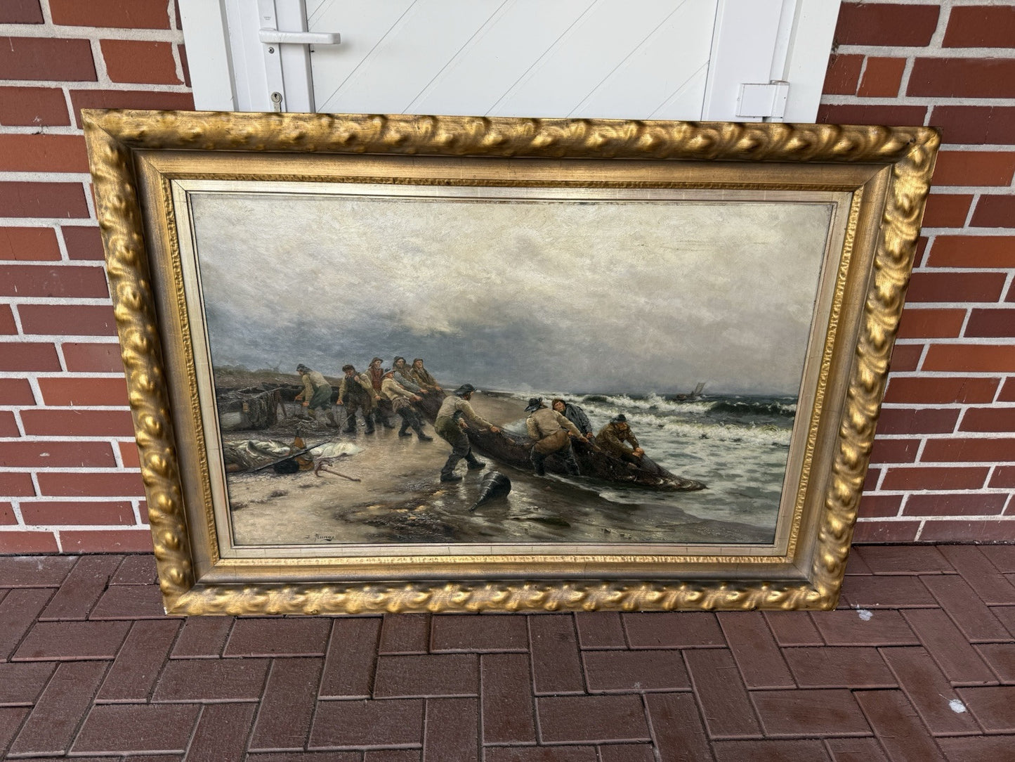 JULIUS RUNGE (1843-1922) ÖL-GEMÄLDE, LEINWAND FISCHER AN DER NORDSEEKÜSTE