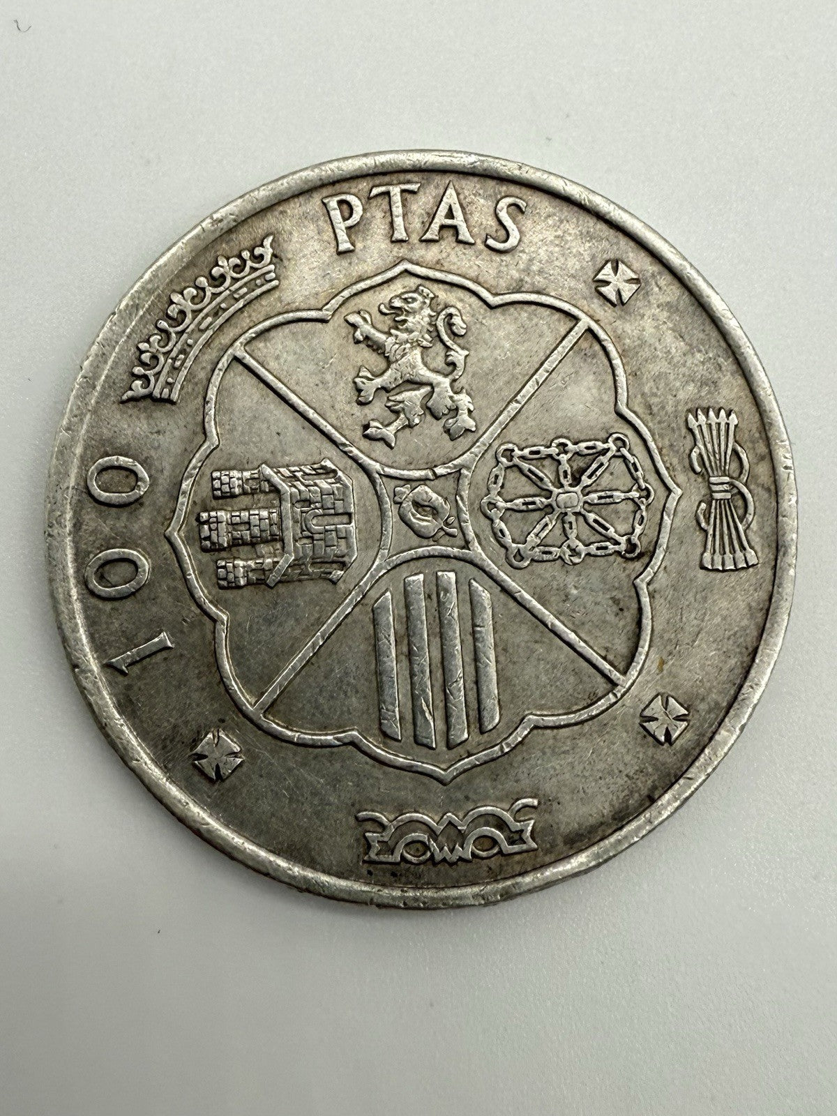 K25C9- SPANIEN SILBER MÜNZE 100 PTAS 1966 FRANCO CAUDILLO DE ESPANA