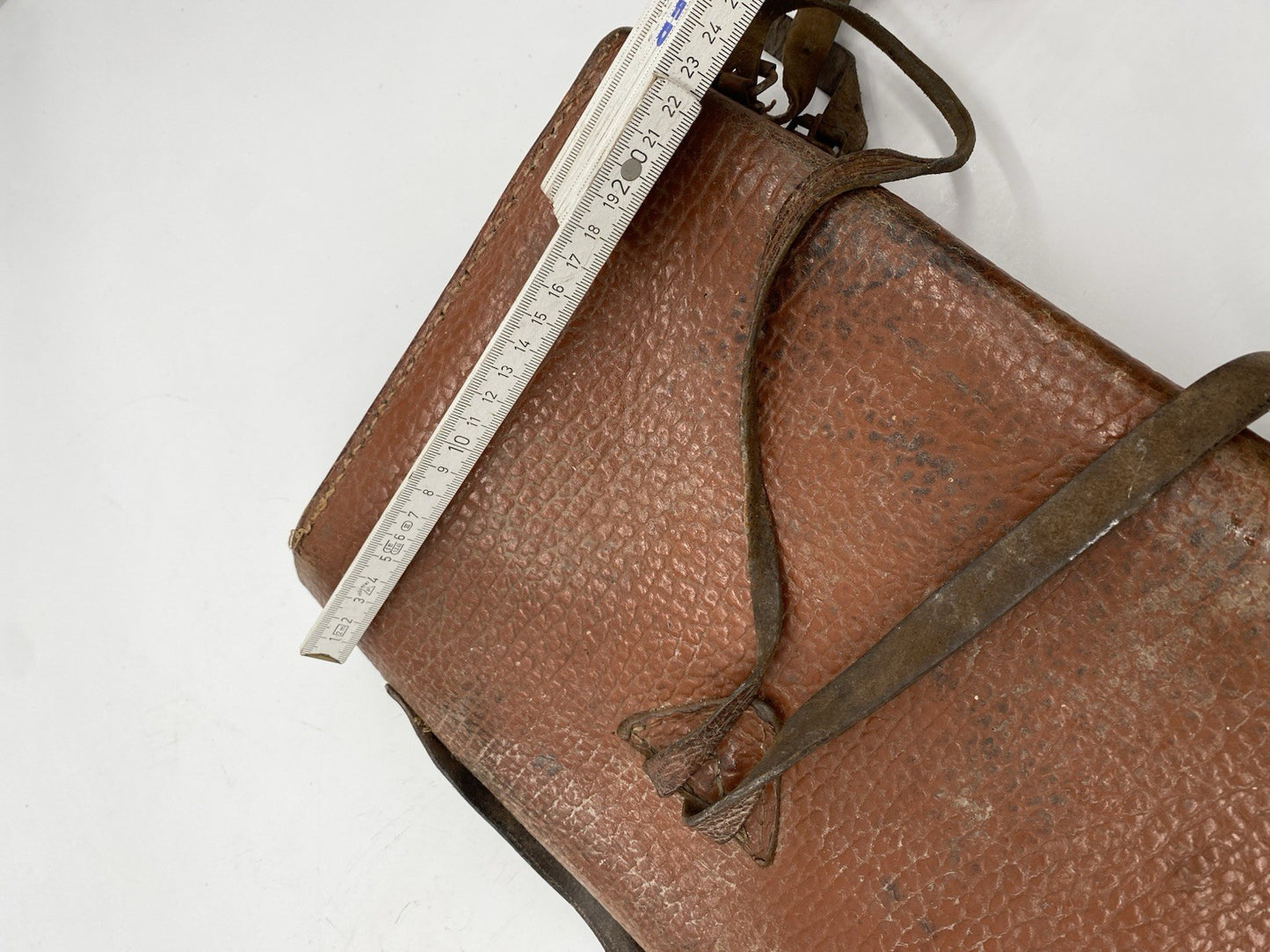 VINTAGE SCHULTASCHE LEDER SCHULRANZEN AKTENTASCHE BRAUN