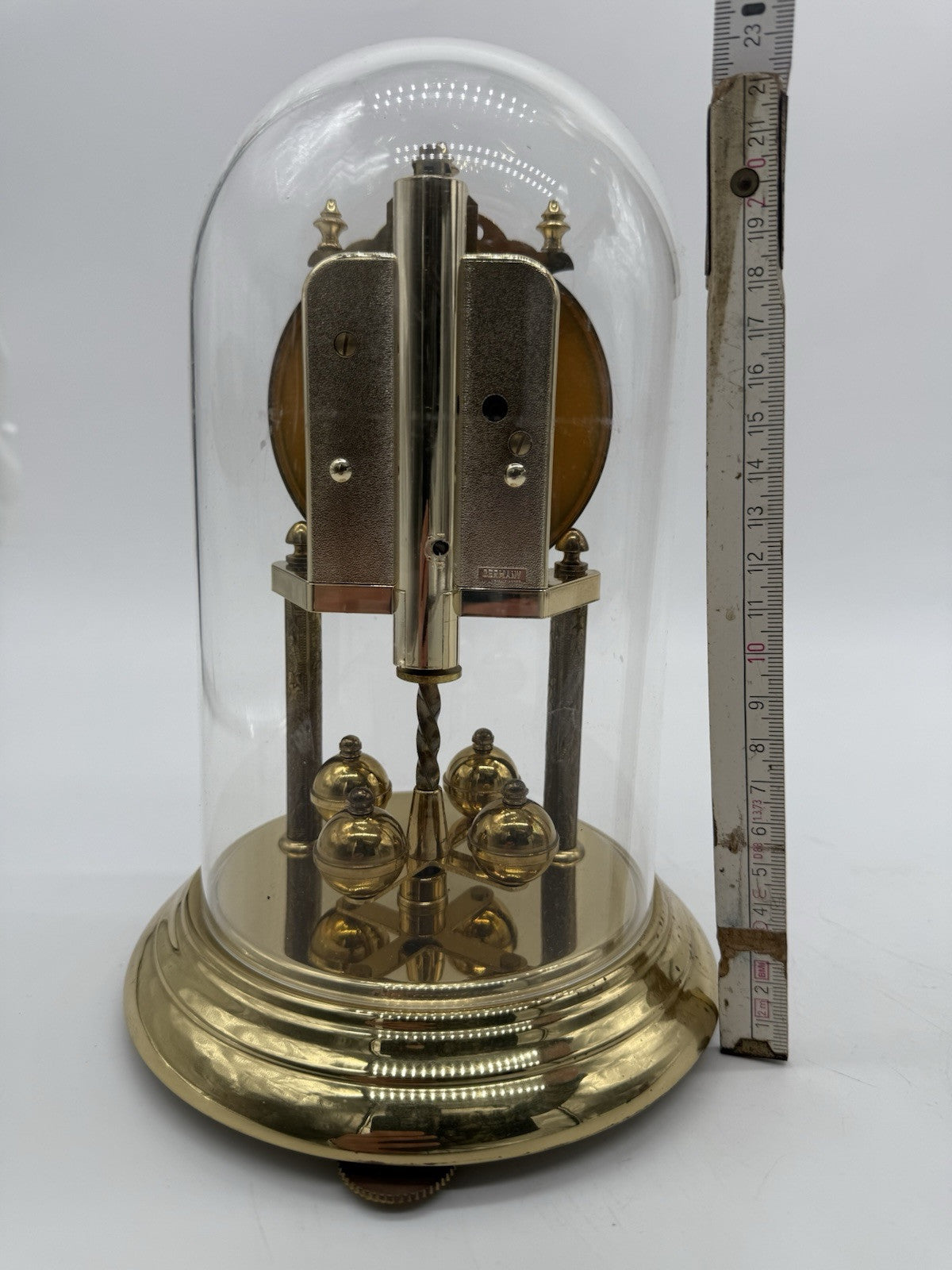 2RETRO DREHPENDELUHR HERMLE KAMINUHR MESSING GOLDFARBEN VINTAGE TISCHUHR