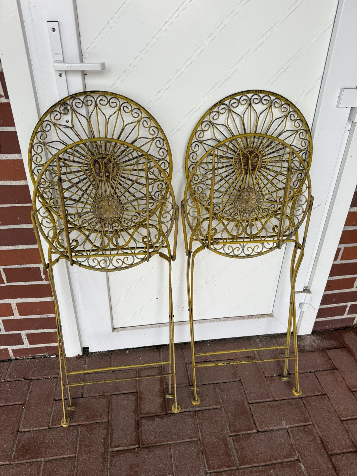 Vintage Schmiedeeisen Gartenstühle Klappstühle Gartenmöbel