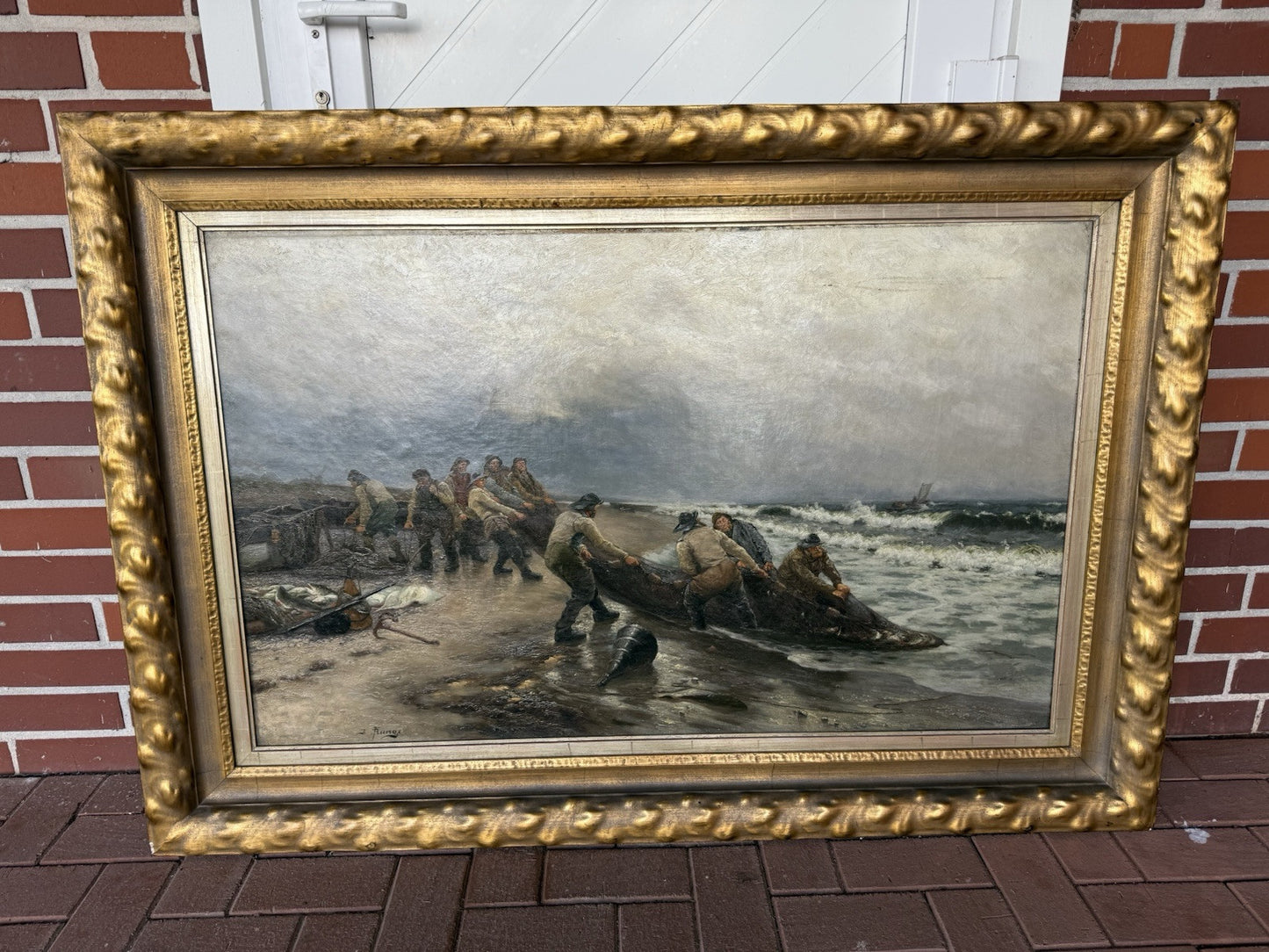 JULIUS RUNGE (1843-1922) ÖL-GEMÄLDE, LEINWAND FISCHER AN DER NORDSEEKÜSTE