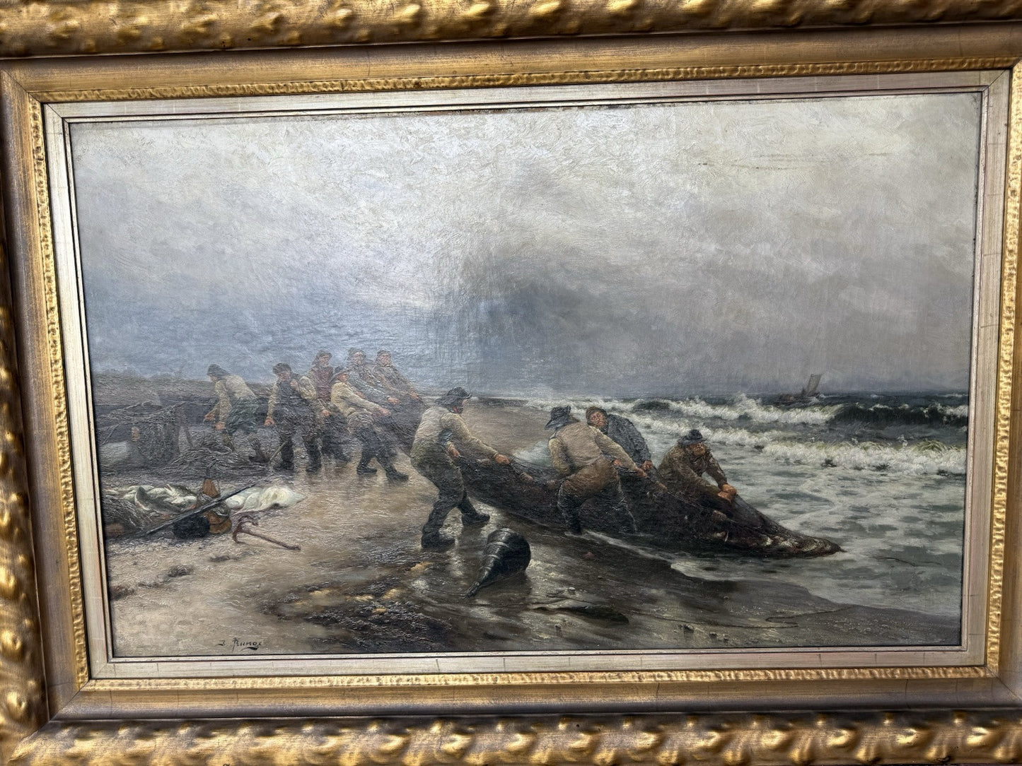 JULIUS RUNGE (1843-1922) ÖL-GEMÄLDE, LEINWAND FISCHER AN DER NORDSEEKÜSTE