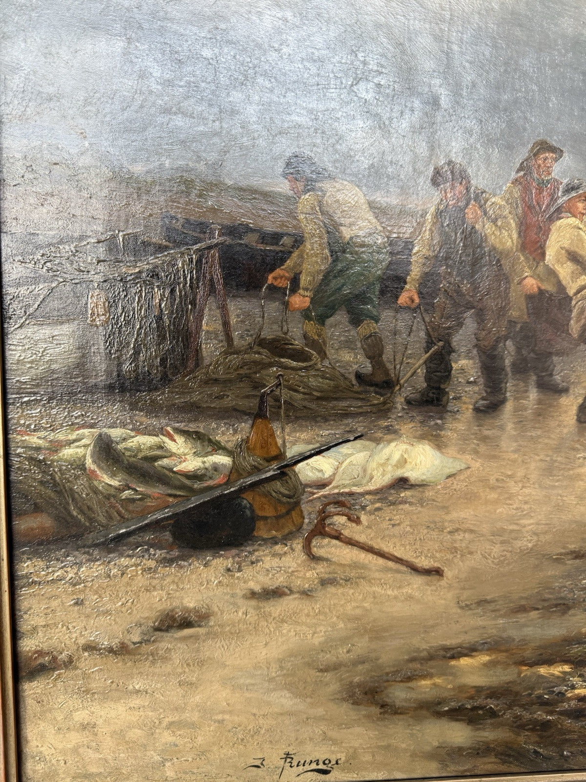 JULIUS RUNGE (1843-1922) ÖL-GEMÄLDE, LEINWAND FISCHER AN DER NORDSEEKÜSTE