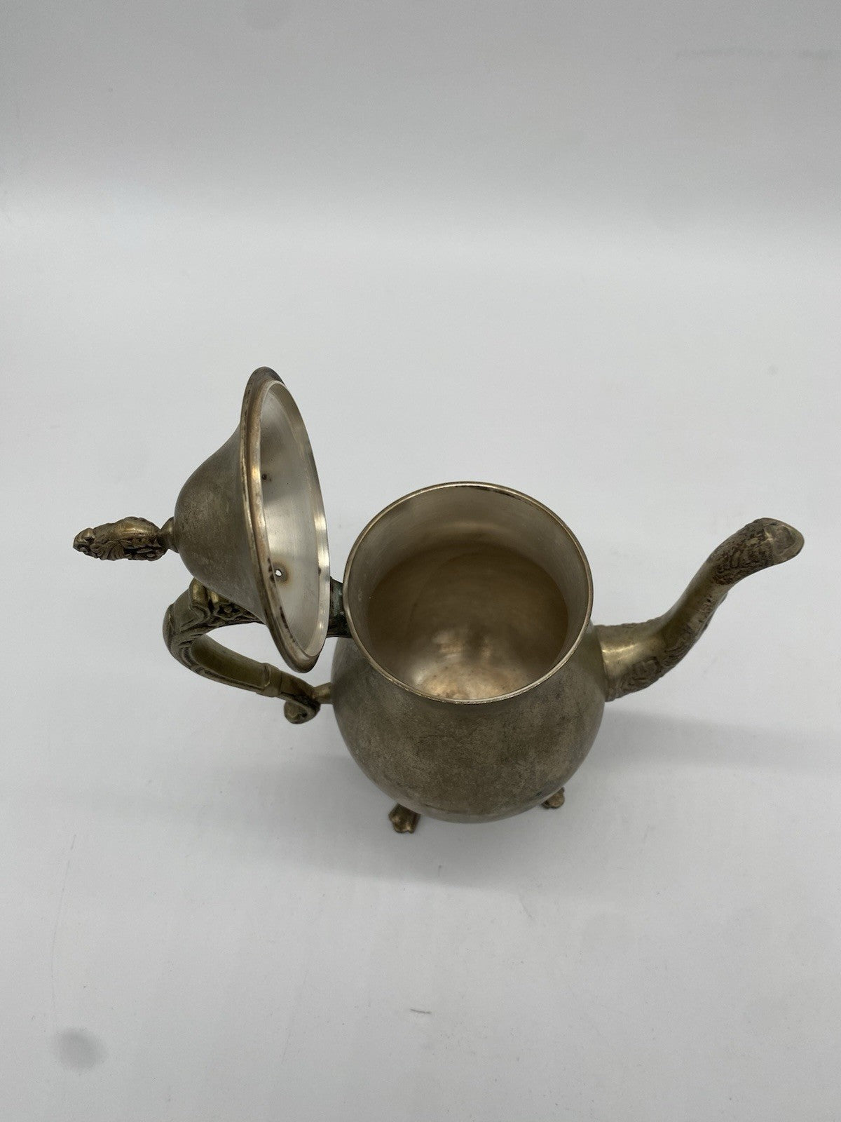 ANTIKE VERSILBERTE KANNE SCHÖNE VERZIERTE KAFFEEKANNE
