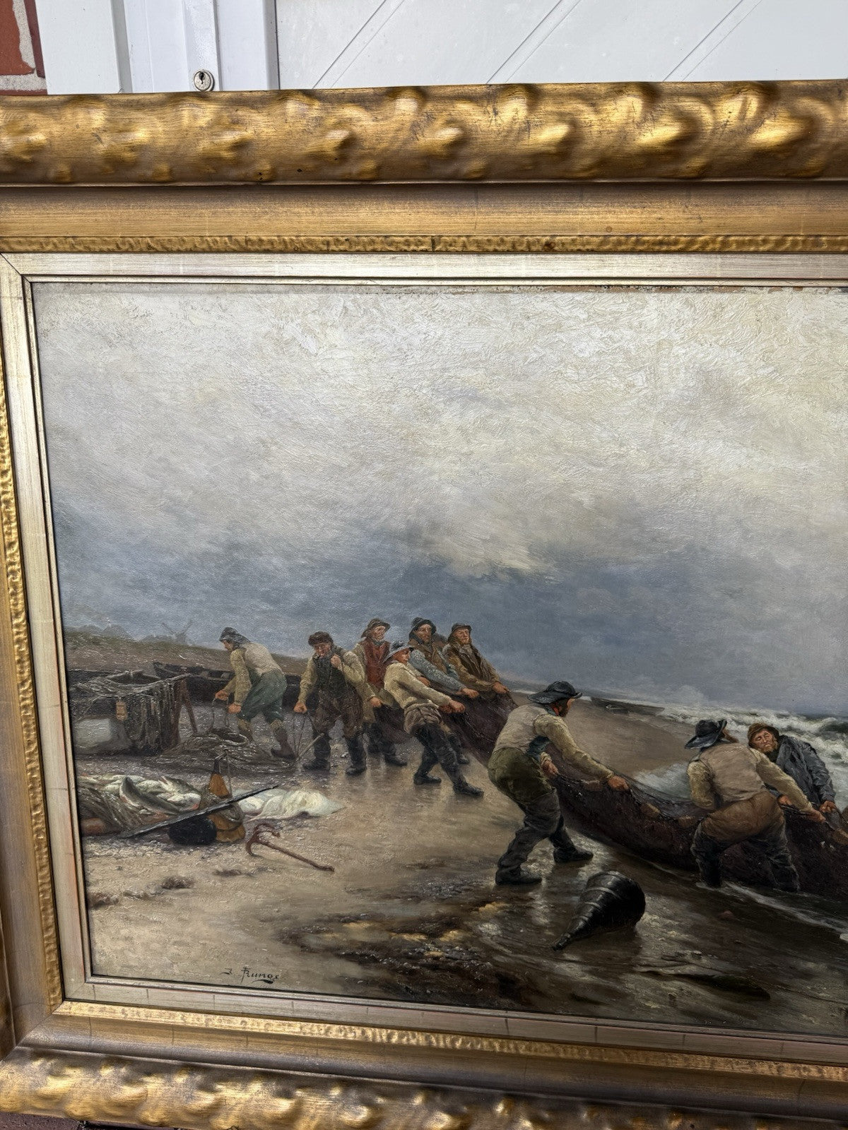 JULIUS RUNGE (1843-1922) ÖL-GEMÄLDE, LEINWAND FISCHER AN DER NORDSEEKÜSTE