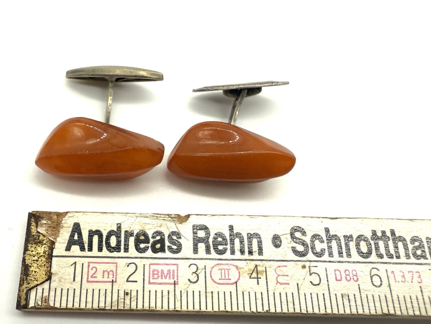 K25B25- BUTTERSCOTCH BERNSTEIN 830 SILBER ANTIKE MANSCHETTENKNÖPFE VINTAGE