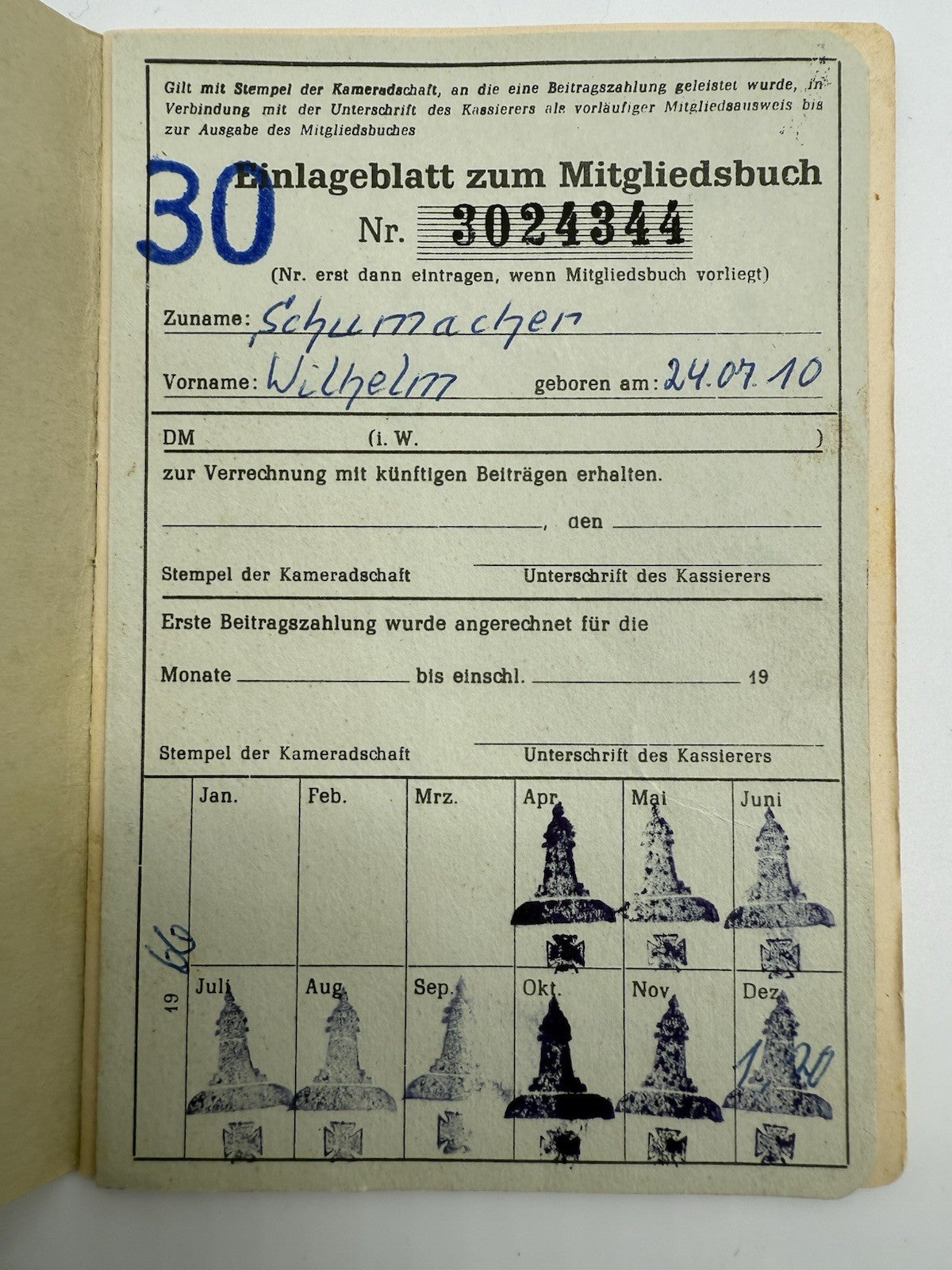 MITGLIEDSBUCH SOLDATENBUND KYFFHÄUSER MILITARIA