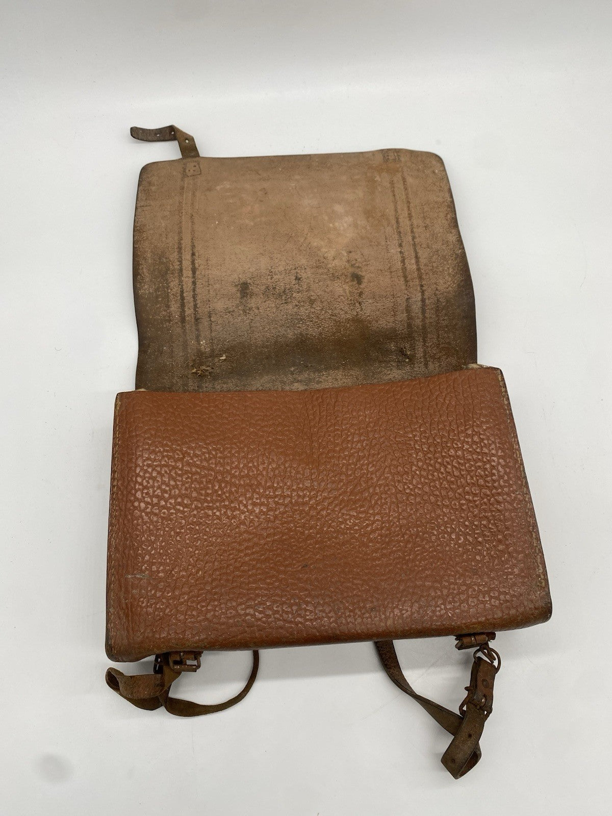 VINTAGE SCHULTASCHE LEDER SCHULRANZEN AKTENTASCHE BRAUN