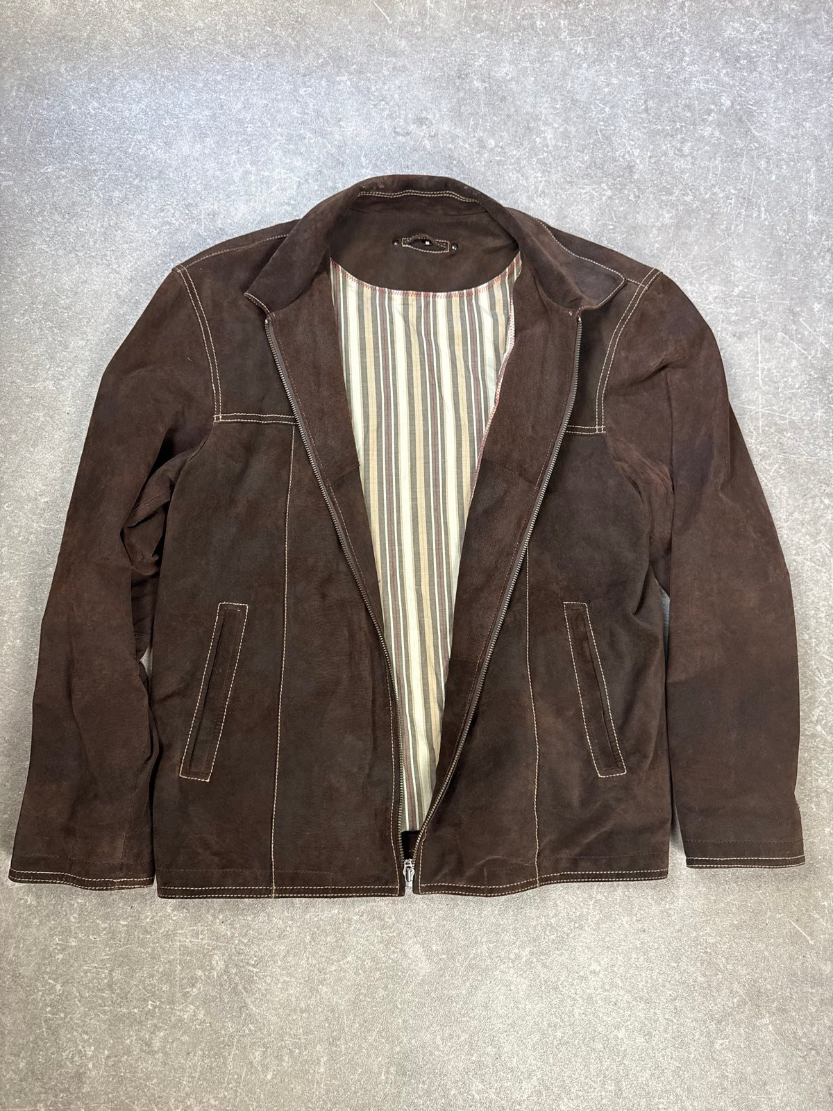 Angelo Litrico Wildlederjacke Herren M Braun Echtleder Vintage Übergangsjacke
