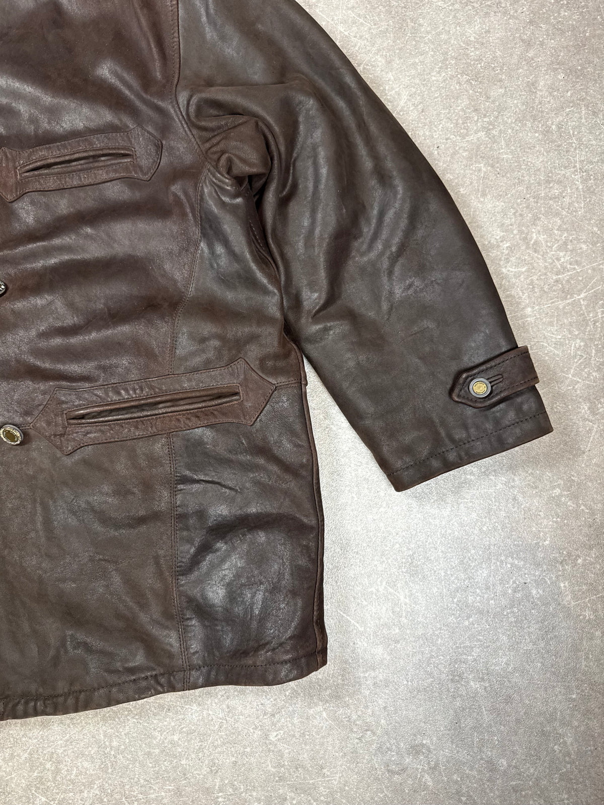 Vintage HUGO BOSS Herren Lederjacke Braun – Echtleder Field Jacket