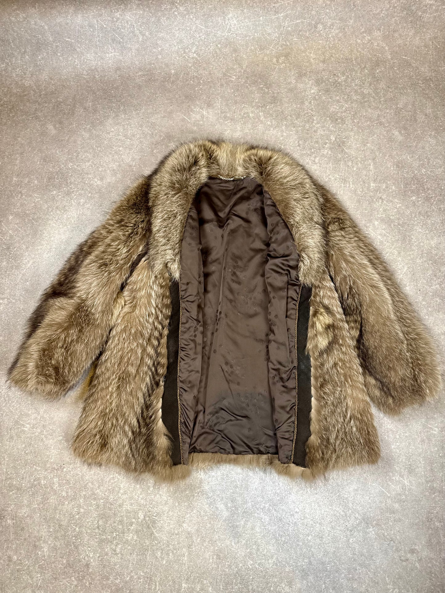 Edle Waschbär Pelzjacke Damen Gr. M 38/40 Braun Vintage Echtpelz Mantel
