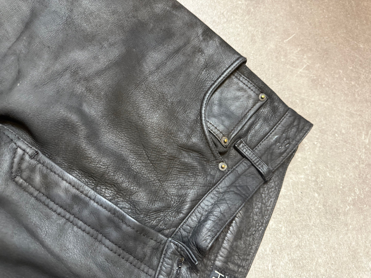 Henson & Henson Damen Lederhose Gr. 38 Schwarz Vintage Echtleder