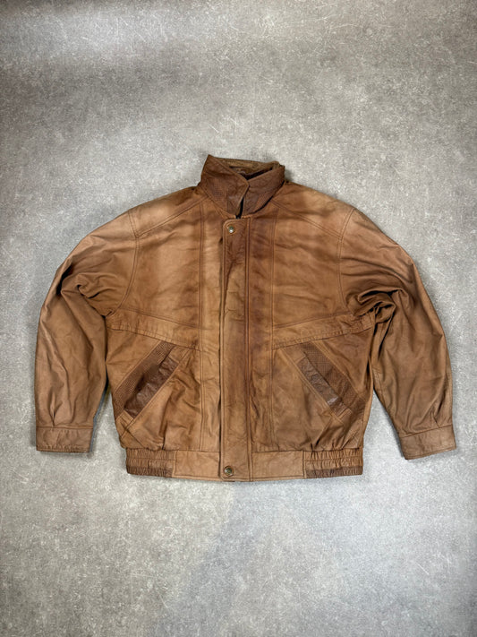 Vintage R&G Herren Lederjacke Gr. 56 Braun – 80er/90er Blouson