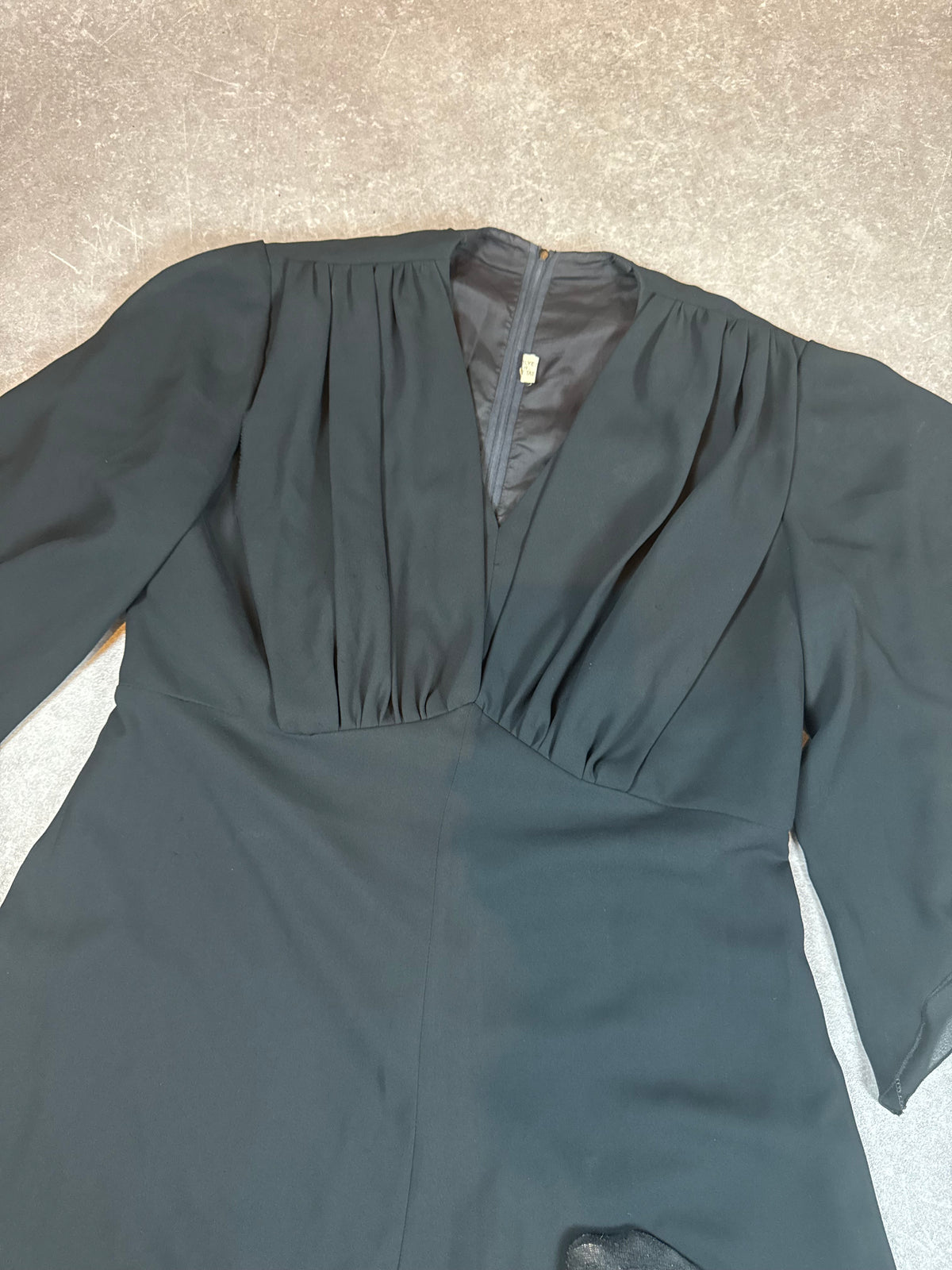 Vintage Damen Abendkleid Schwarz – Langes Maxikleid mit Flügelärmeln