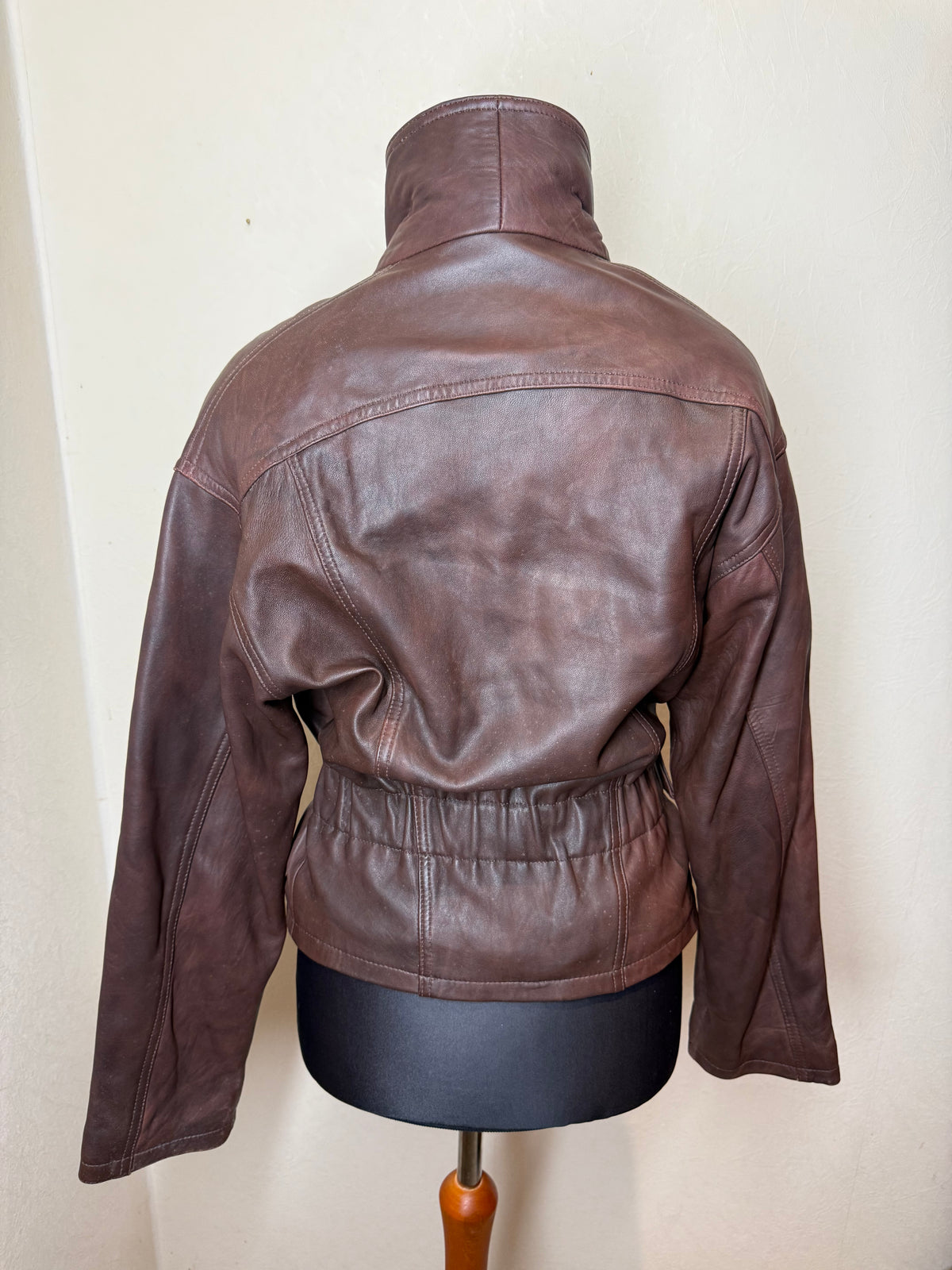 Maddox Lederjacke Damen Braun Gr 46 Echtleder Bikerjacke Jacke mit Gürtel Vintage