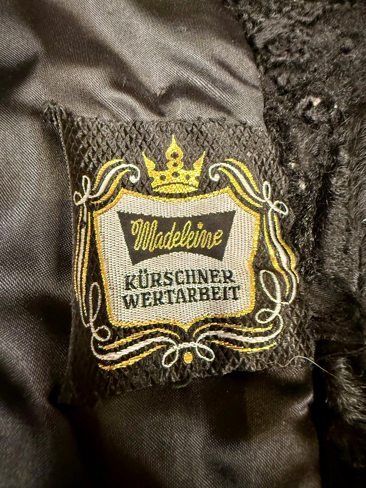 Vintage Persianer Pelzmantel Schwarz Karakul Lammfell Damen Echtpelz Gr. M/L