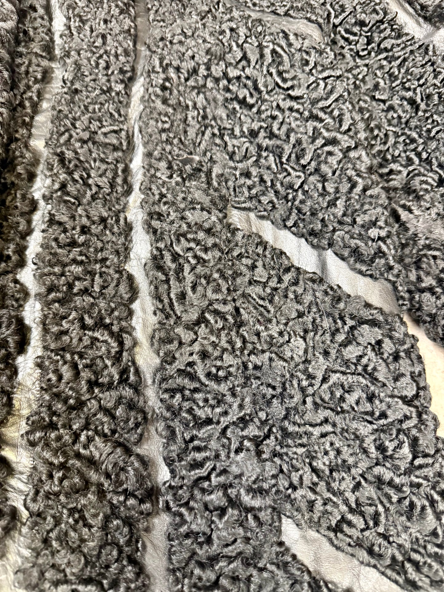 Vintage Persianer Pelzjacke Karakul Lammfell Schwarz Damen Echtpelz Gr. L