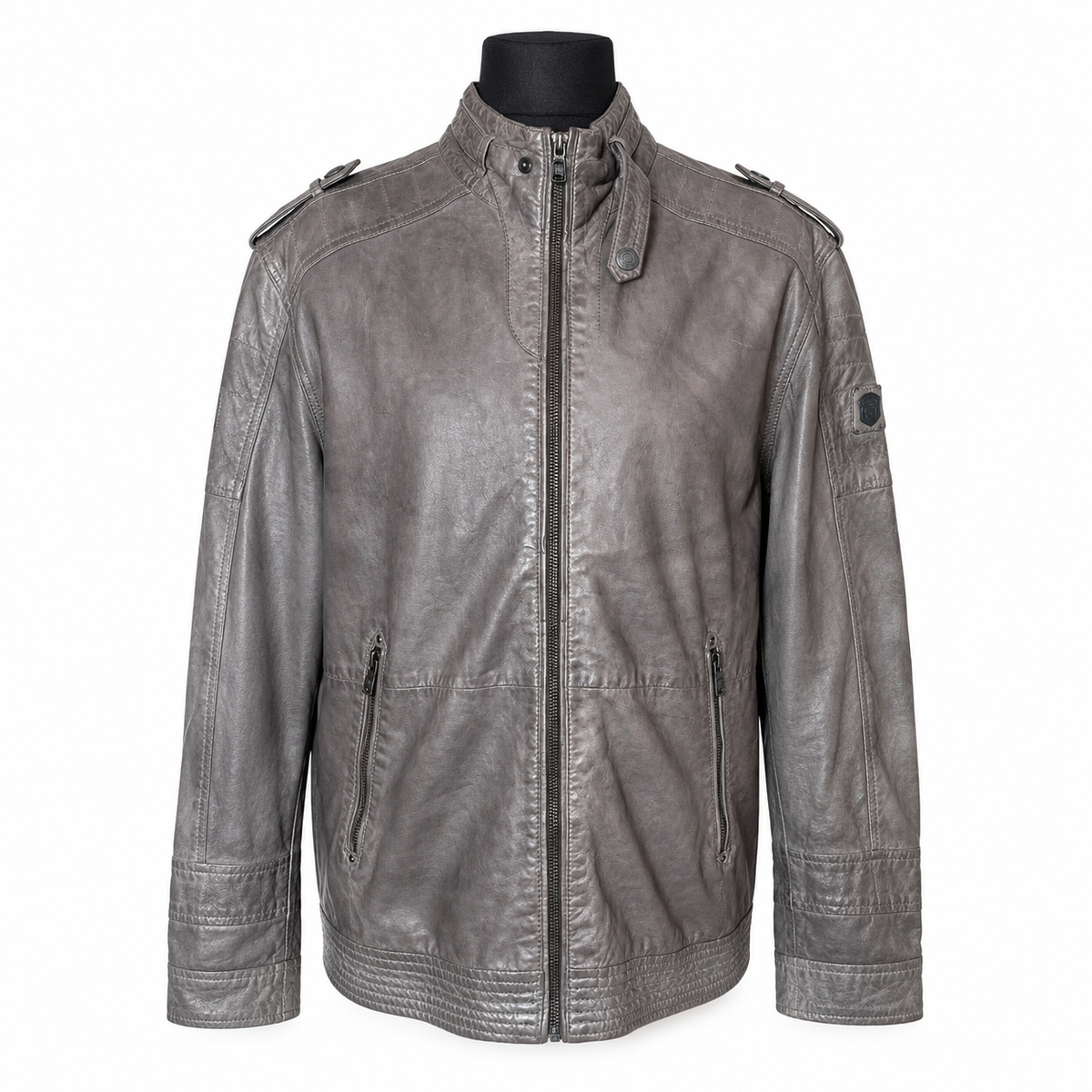 Engbers Lederjacke Herren Gr. 52 Grau Lamm Nappa Biker Übergangsjacke Echtleder