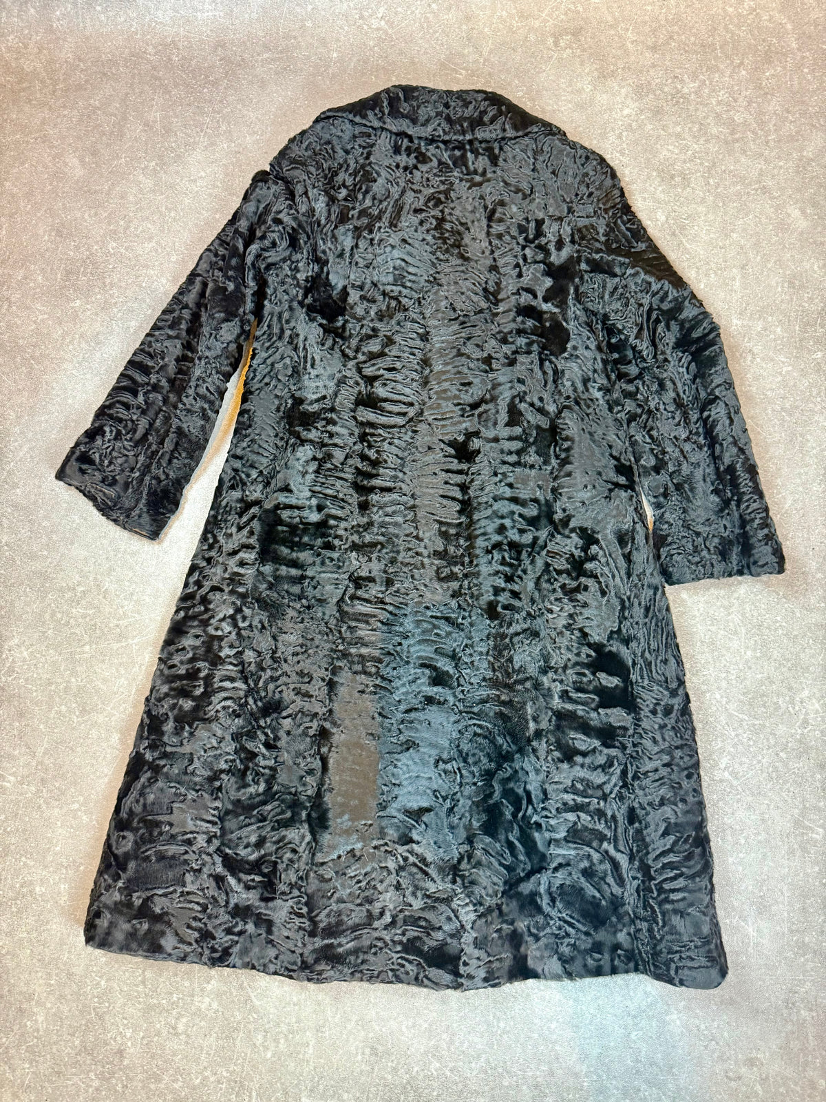 Vintage Swakara Persianer Pelzmantel Schwarz Karakul Lammfell Damen Echtpelz Mantel M