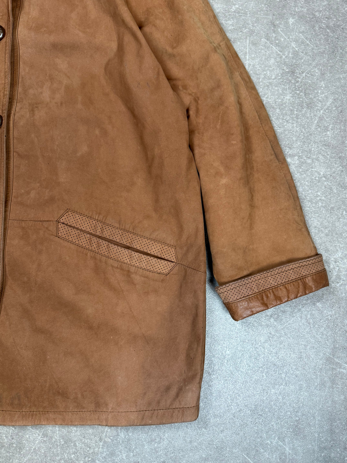 Vintage R&G Leather Active Damen Ledermantel Nubukleder Braun Gr. 46