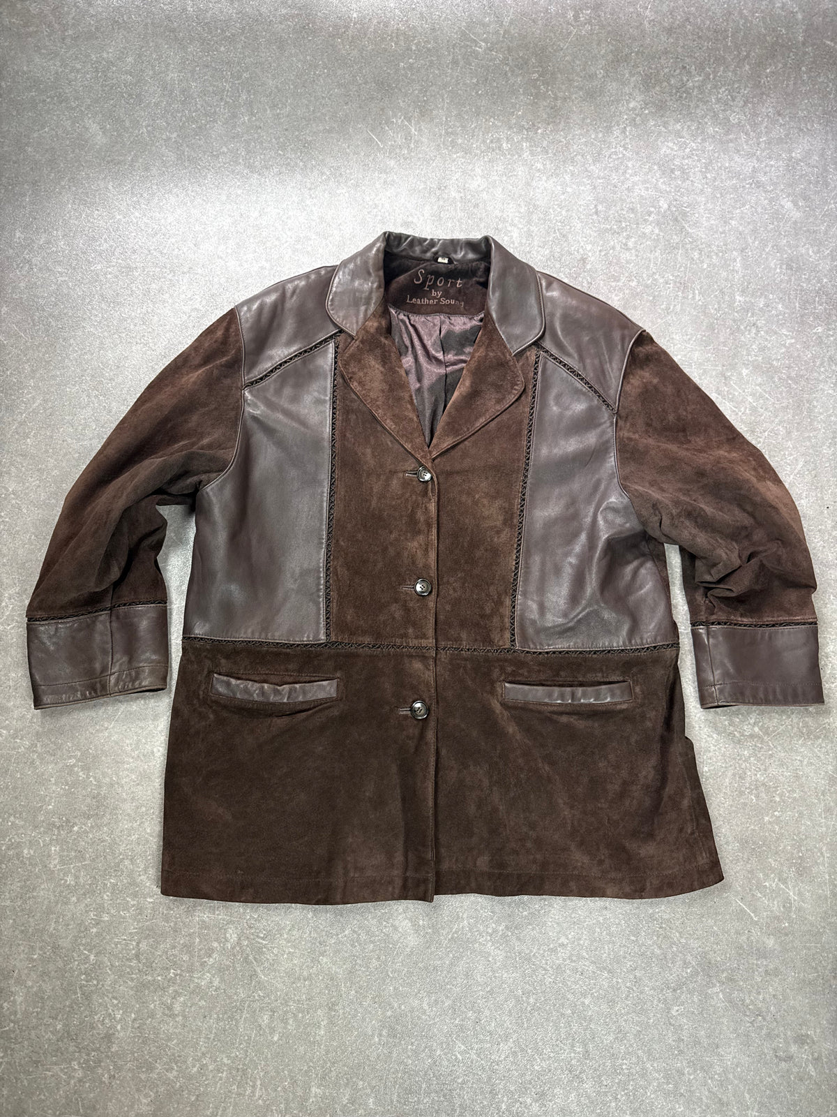 Leather Sound Lederjacke 48 Braun Wildleder Lammnappa Vintage Blazer Jacke