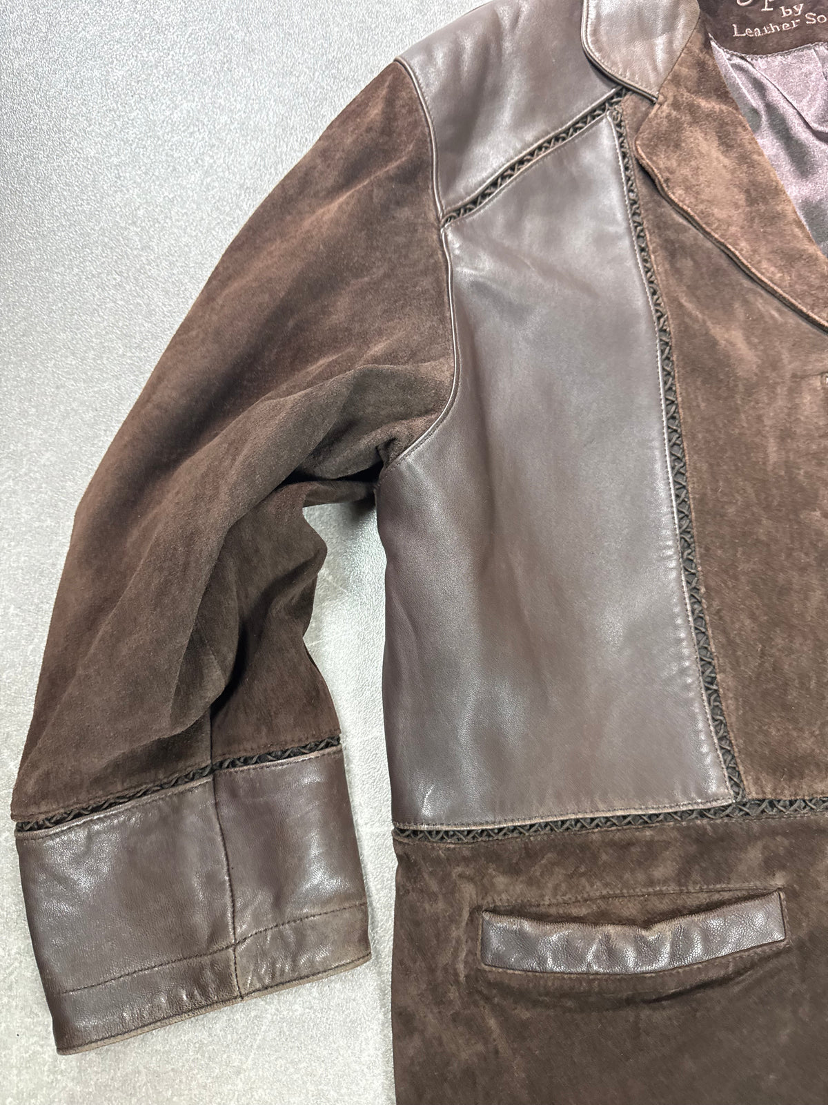 Leather Sound Lederjacke 48 Braun Wildleder Lammnappa Vintage Blazer Jacke