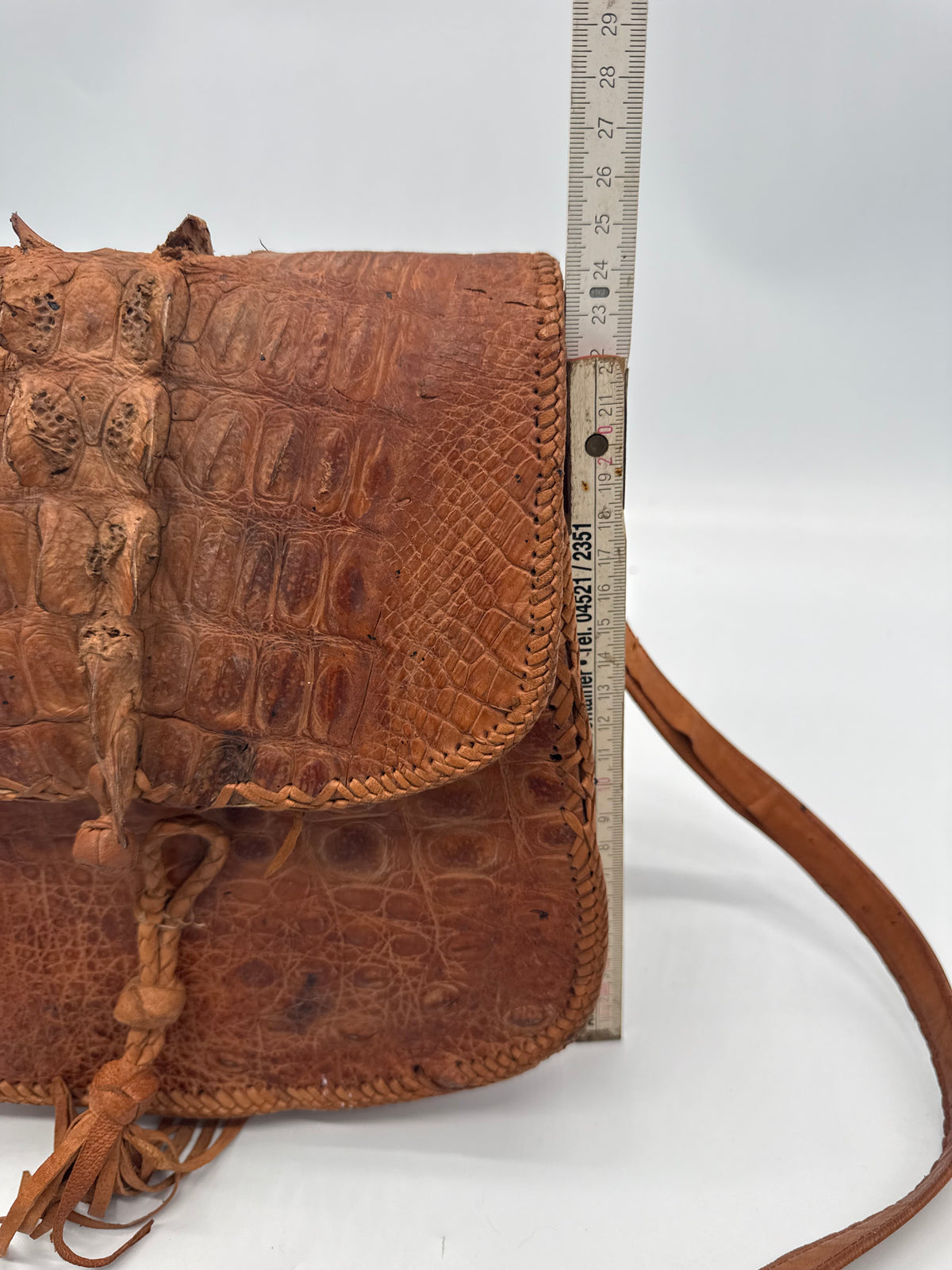 Vintage Krokodilleder Schultertasche Braun – Handgefertigte Exotic Leather Bag
