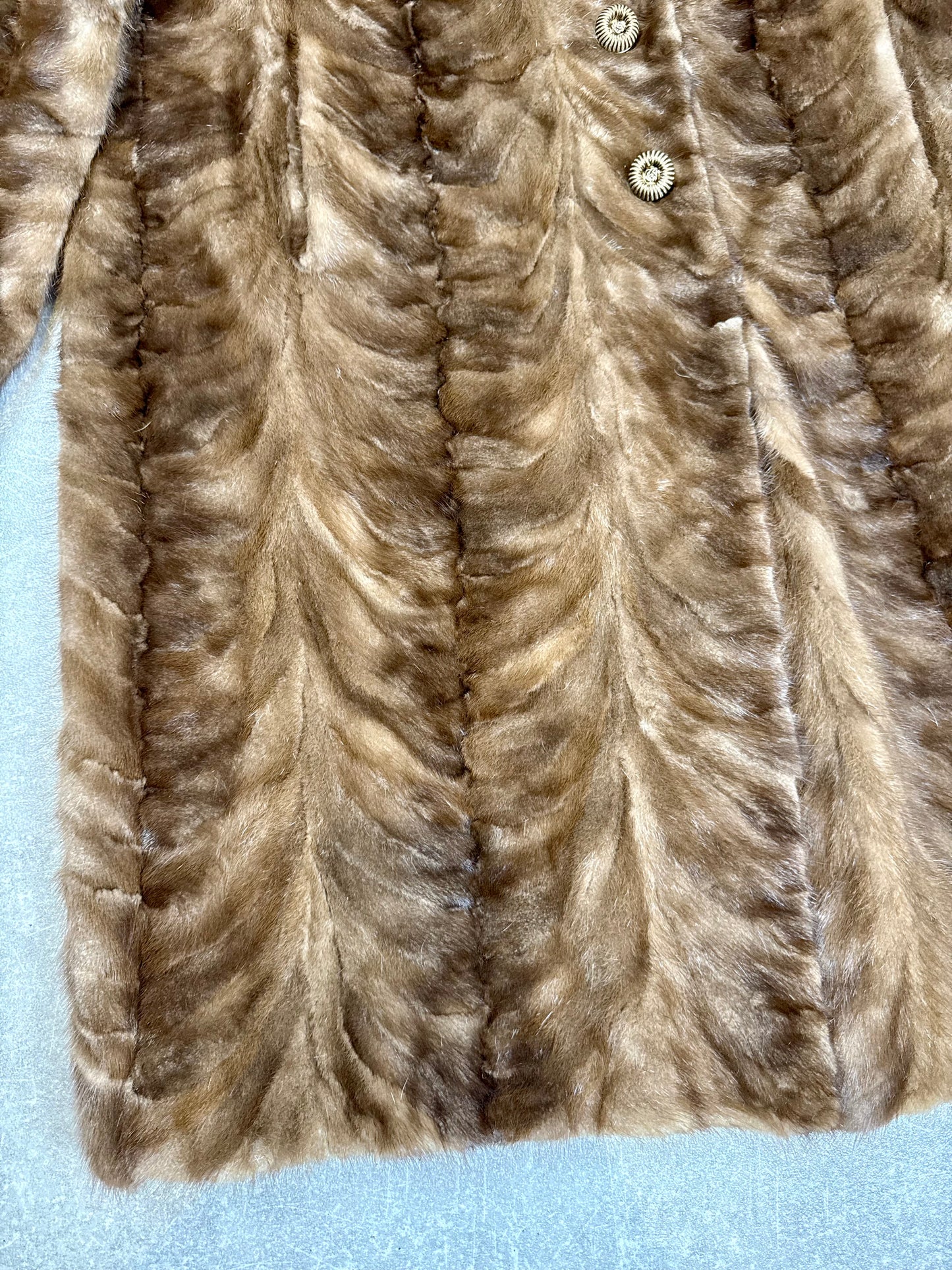 Vintage Samtnerz Nerzmantel Echtpelz Damen Gr. L XL Braun A.H. de Wit Wildervank