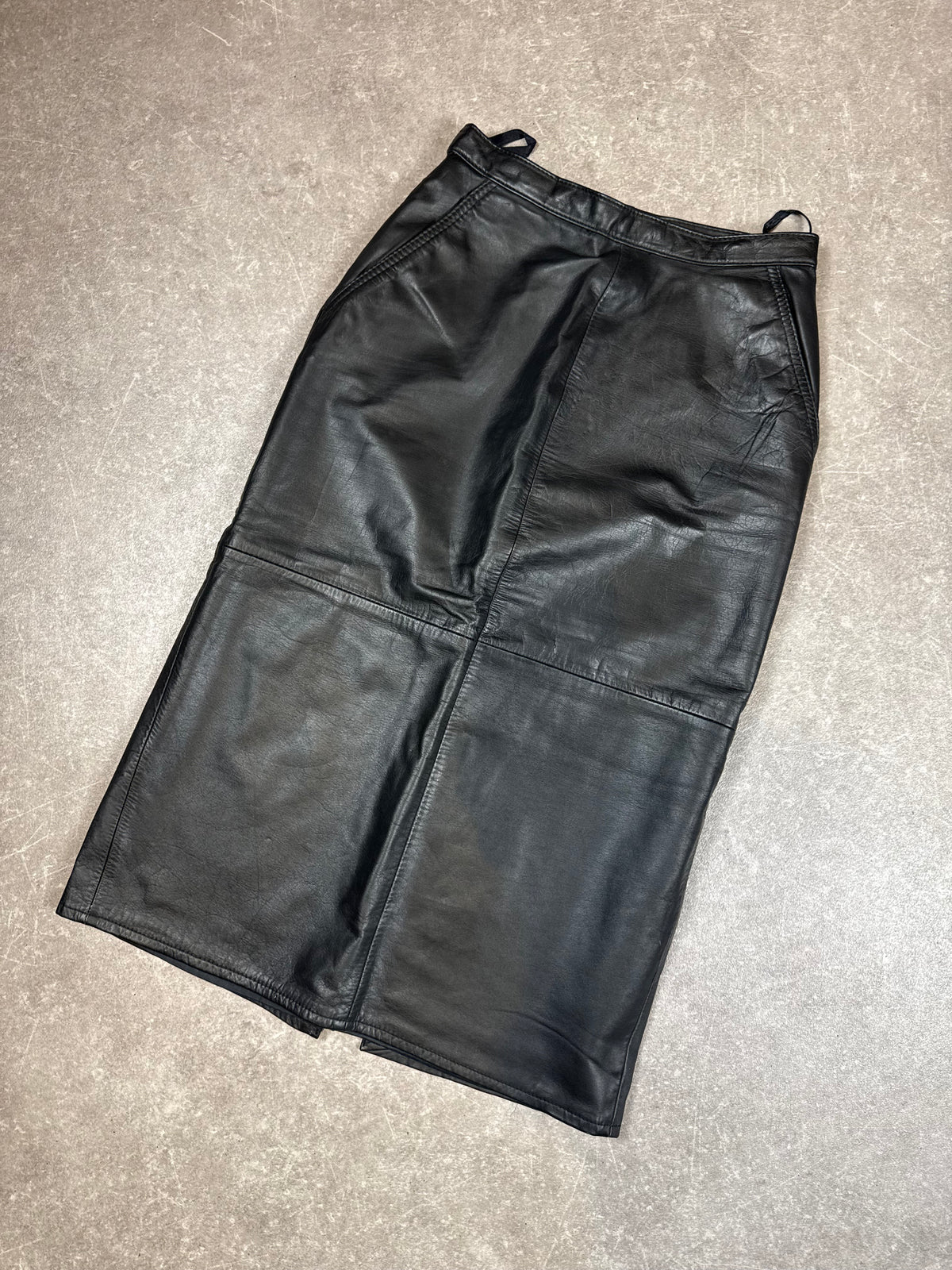 Vintage Chalice Damen Lederrock Schwarz – Echtleder Rock mit Schlitz