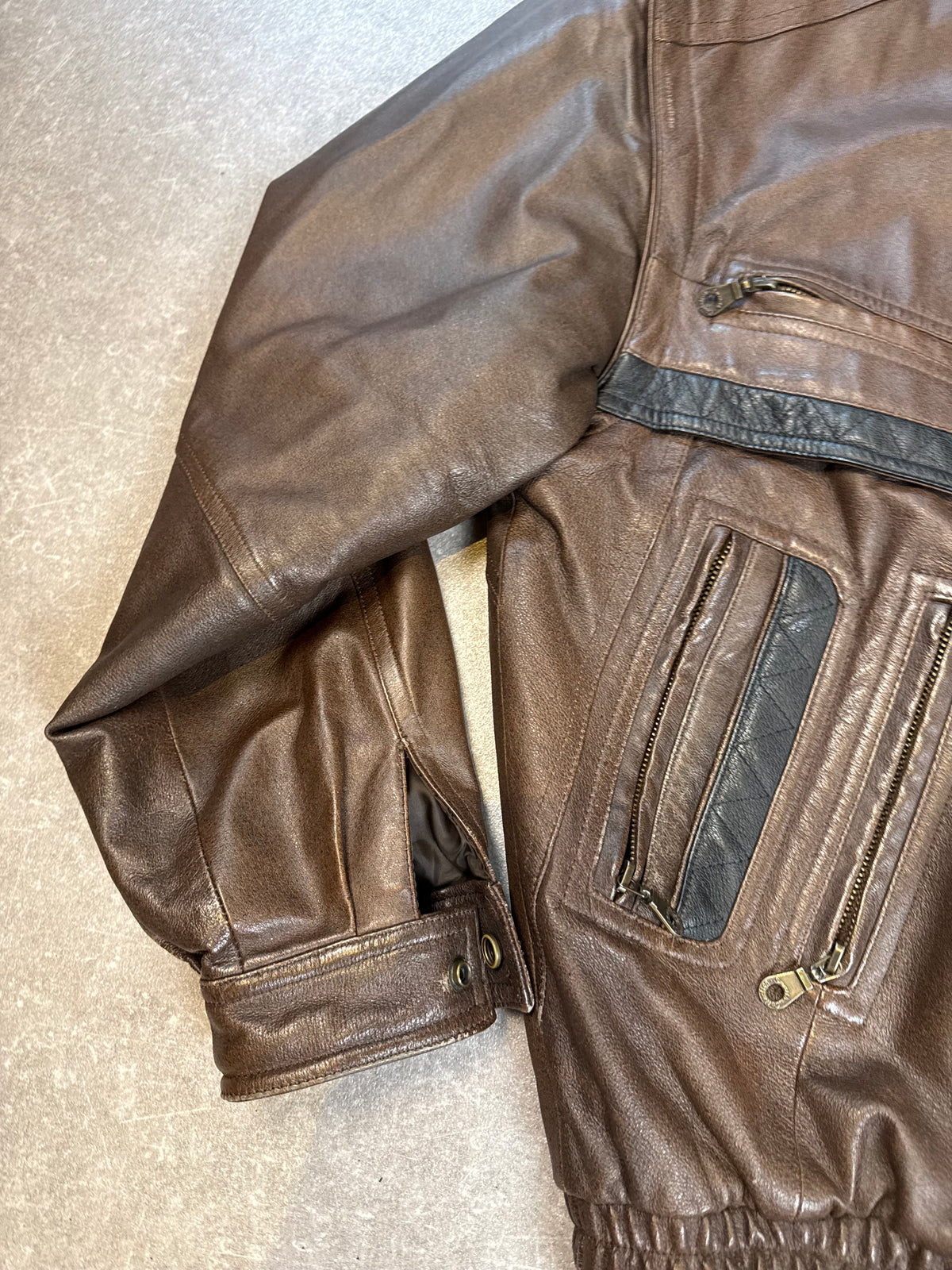 Smooth Lederjacke Herren XL Braun Schwarz Blouson Nappaleder Thermolite Vintage