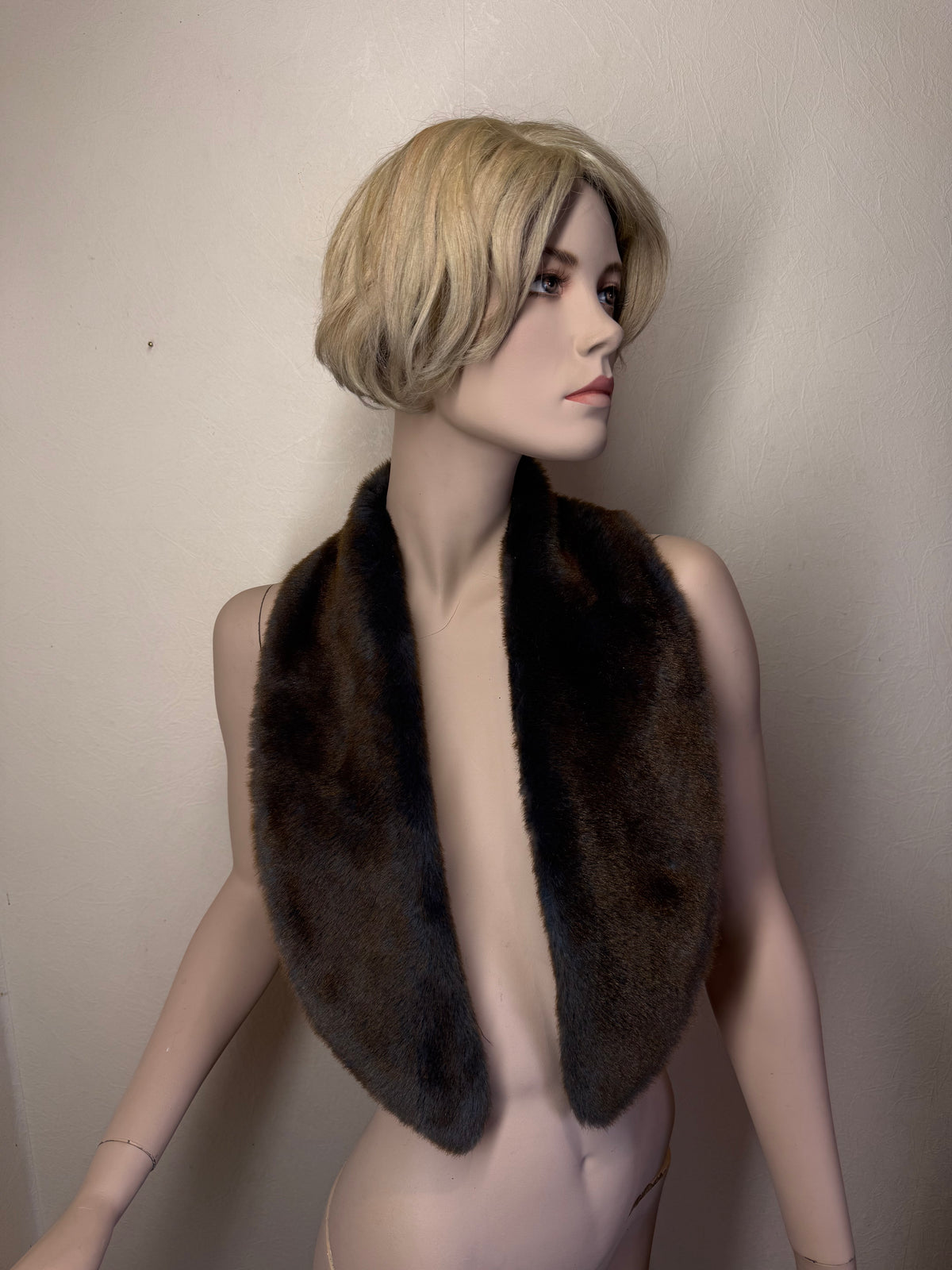 Vintage Nerz Pelzkragen Dunkelbraun Echtfell Mink Stola Damen Fellkragen ca. 105 cm