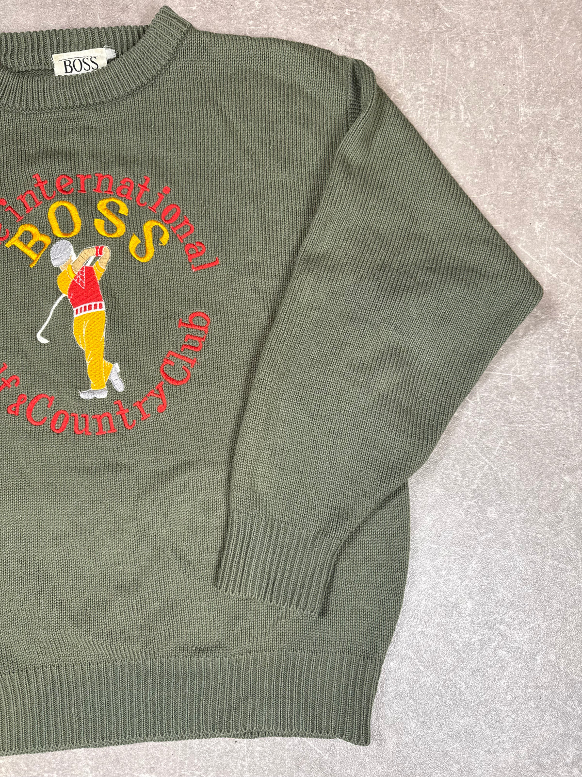 Vintage BOSS International Sports Golf Strickpullover Herren Grün 90s