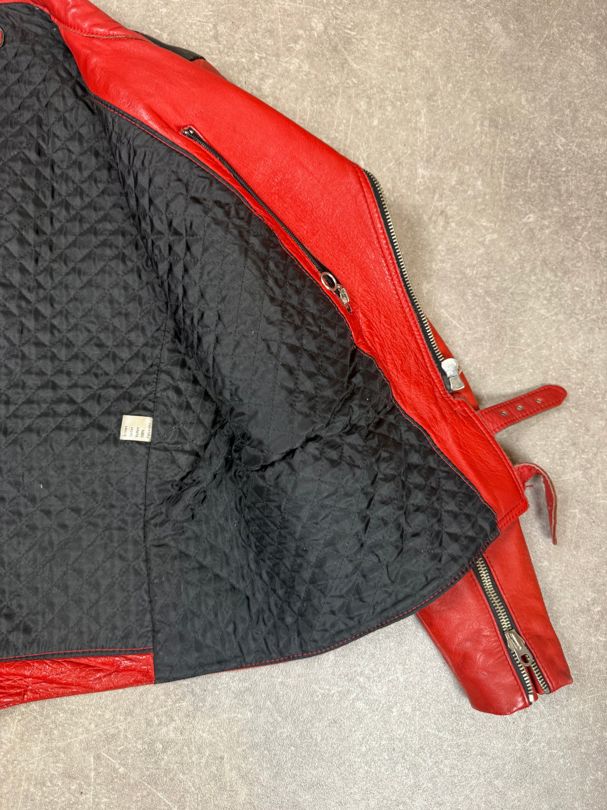 Vintage Cobra Lederjacke Gr. 50 Rot Schwarz Echtleder Biker Motorradjacke